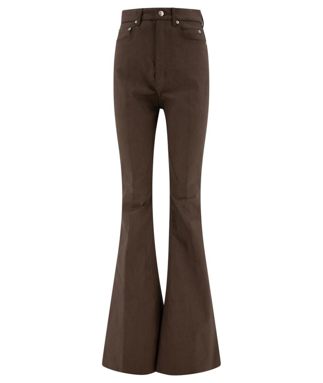 RICK OWENS Коричневые хлопковые прямые джинсы, фото 1