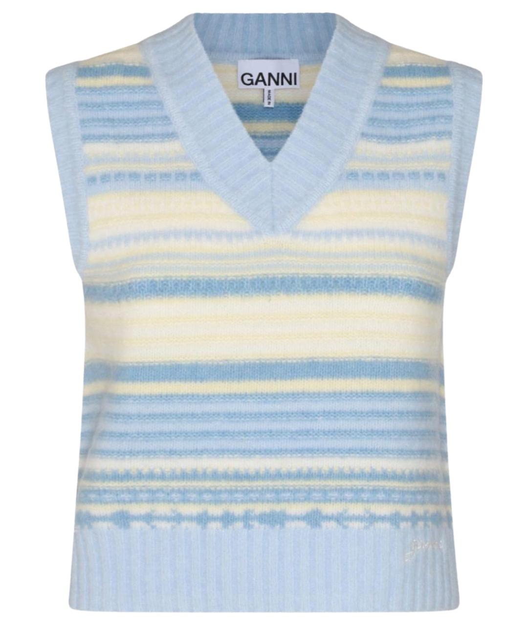 GANNI Голубая атласная жилетка, фото 1