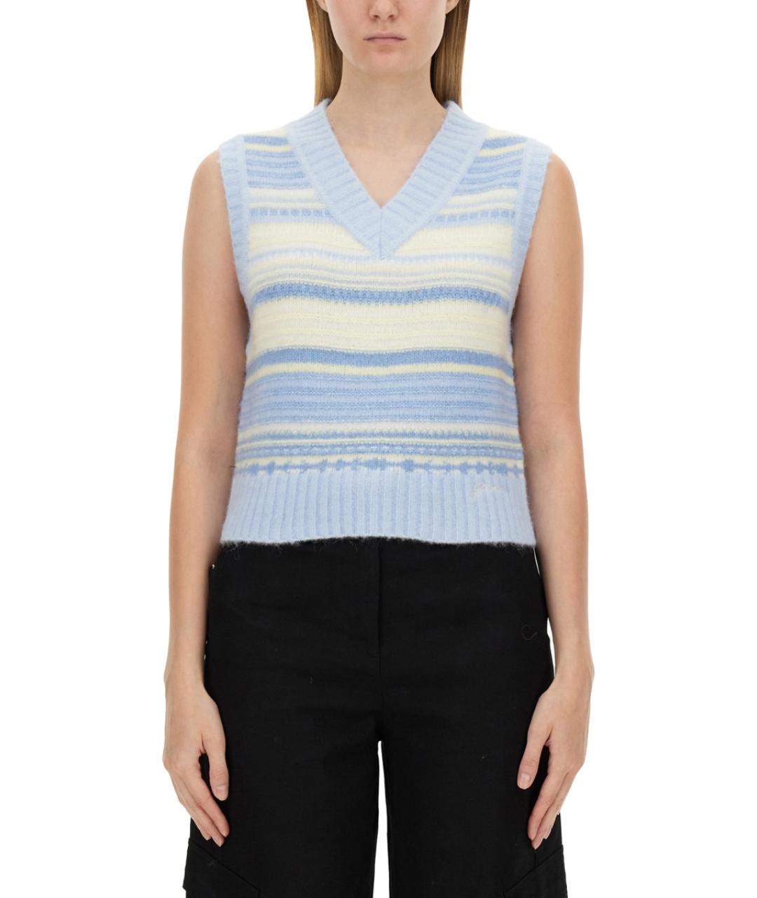 GANNI Голубая атласная жилетка, фото 5