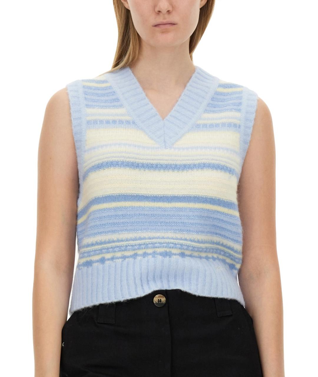 GANNI Голубая атласная жилетка, фото 4