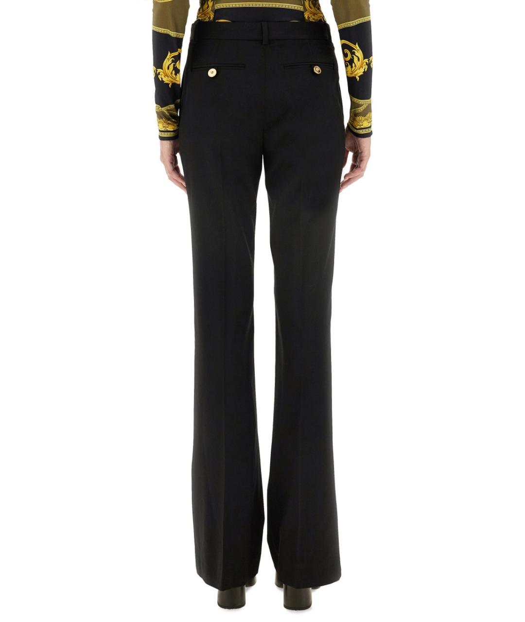 VERSACE Черные шерстяные прямые брюки, фото 4