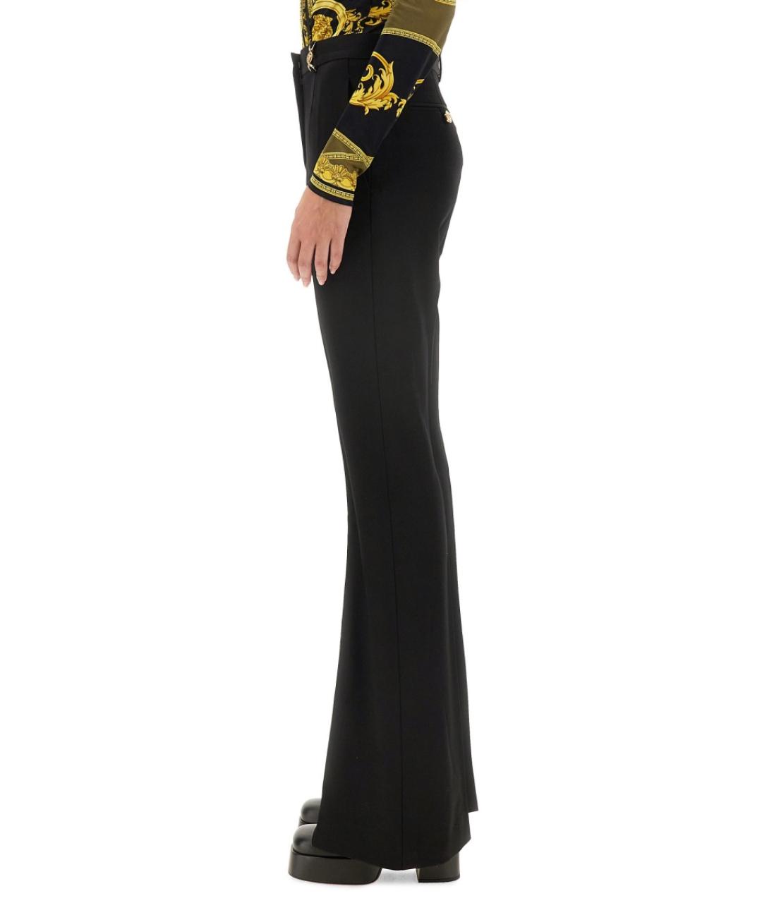 VERSACE Черные шерстяные прямые брюки, фото 5