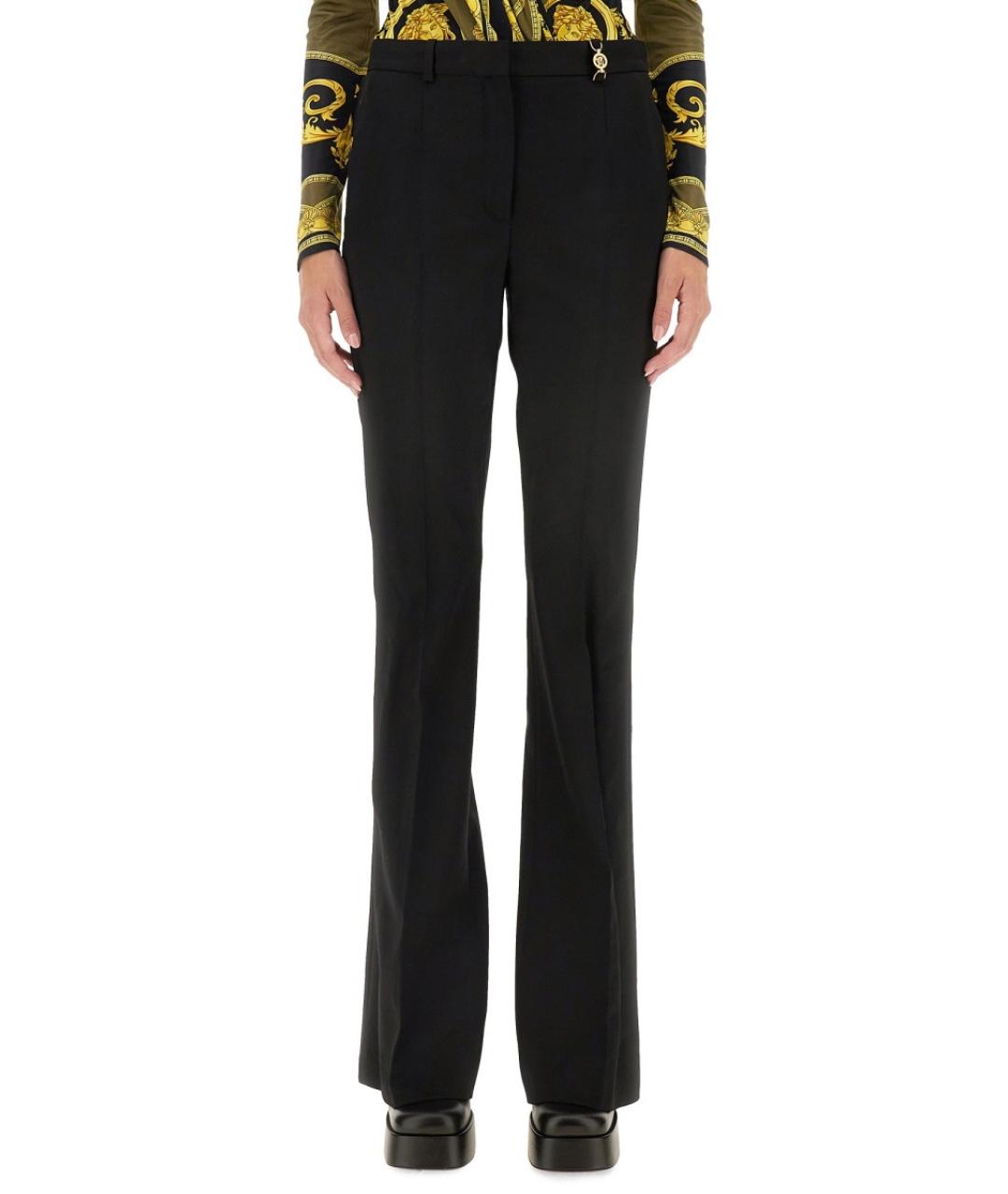 VERSACE Черные шерстяные прямые брюки, фото 2