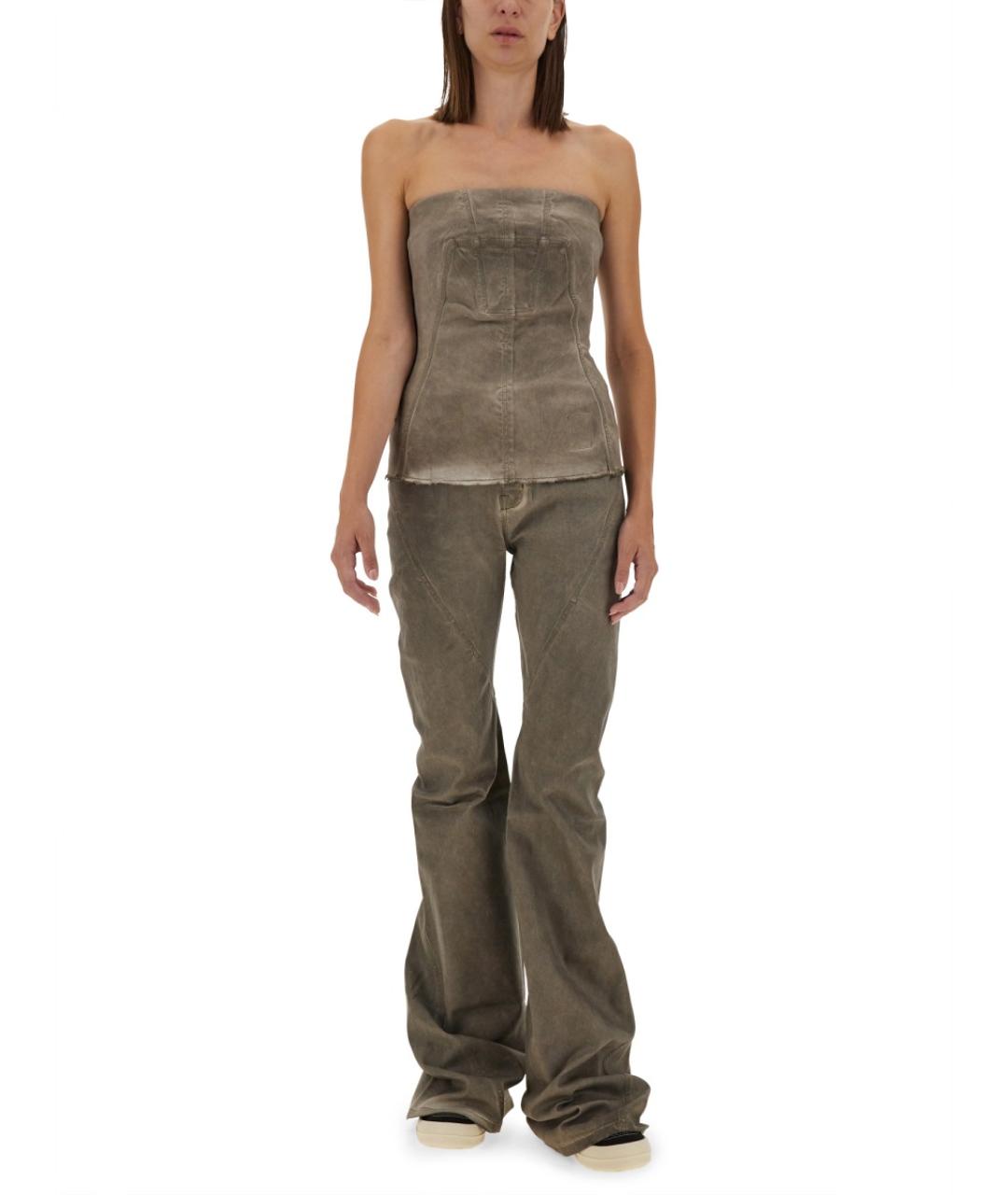 RICK OWENS DRKSHDW Бежевые хлопко-полиэстеровые прямые джинсы, фото 2