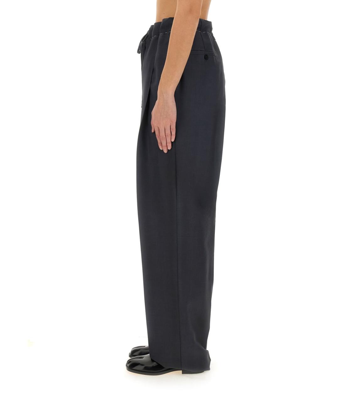 MAISON MARGIELA Серые шерстяные прямые брюки, фото 4