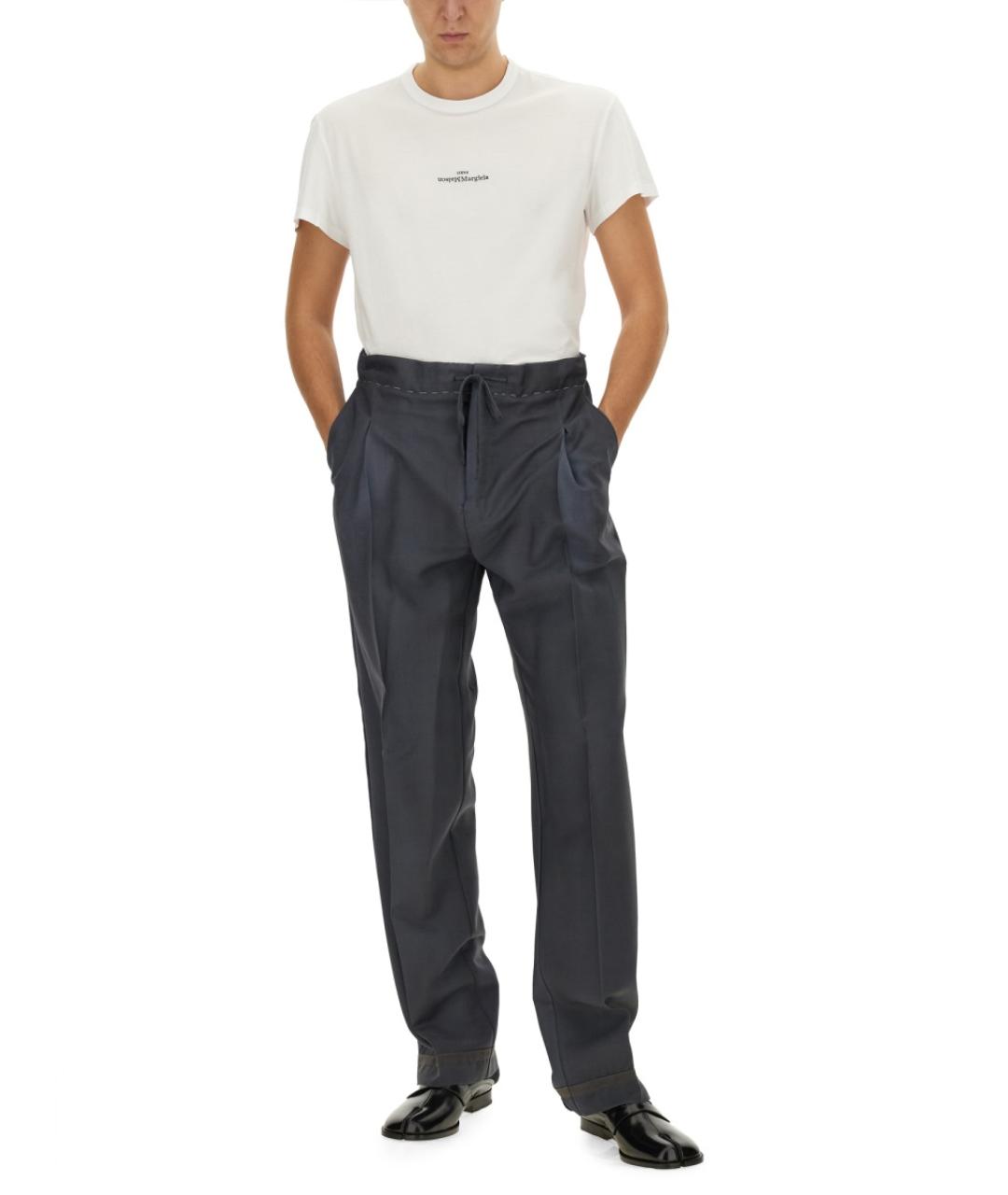 MAISON MARGIELA Серые шерстяные прямые брюки, фото 8