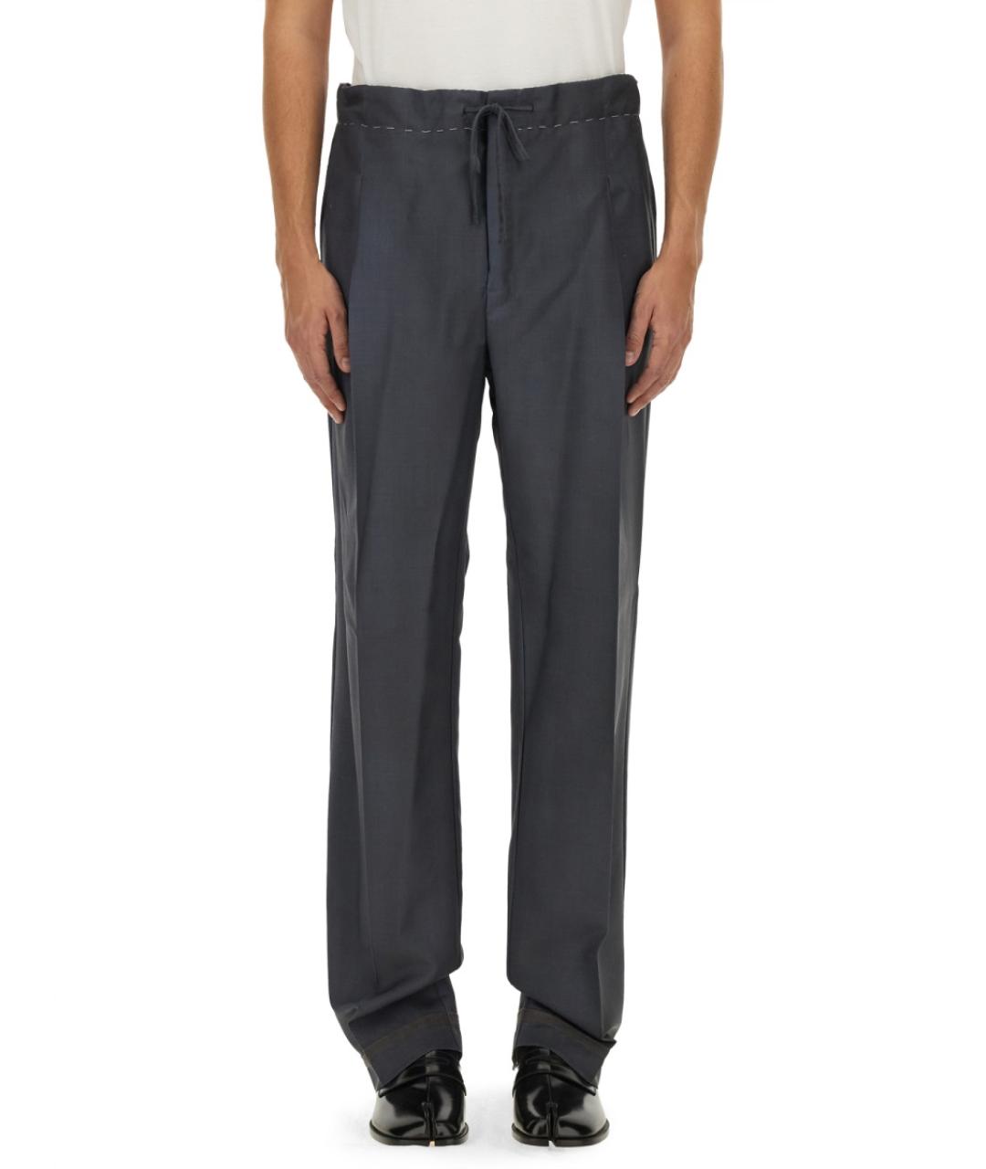 MAISON MARGIELA Серые шерстяные прямые брюки, фото 9