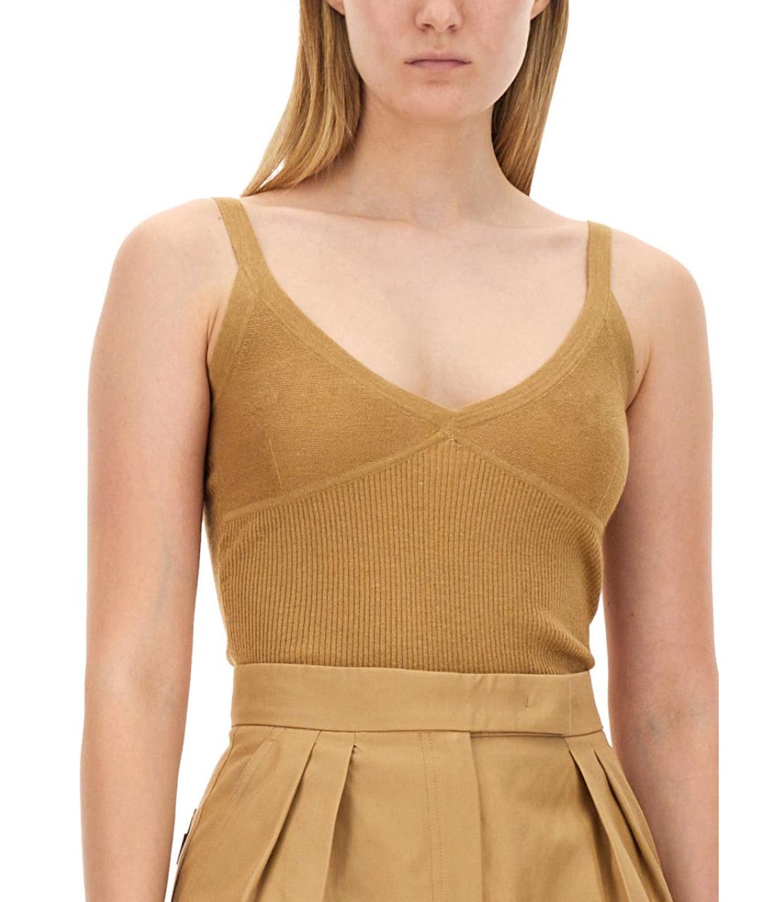 MAX MARA Бежевая шелковая майка, фото 5