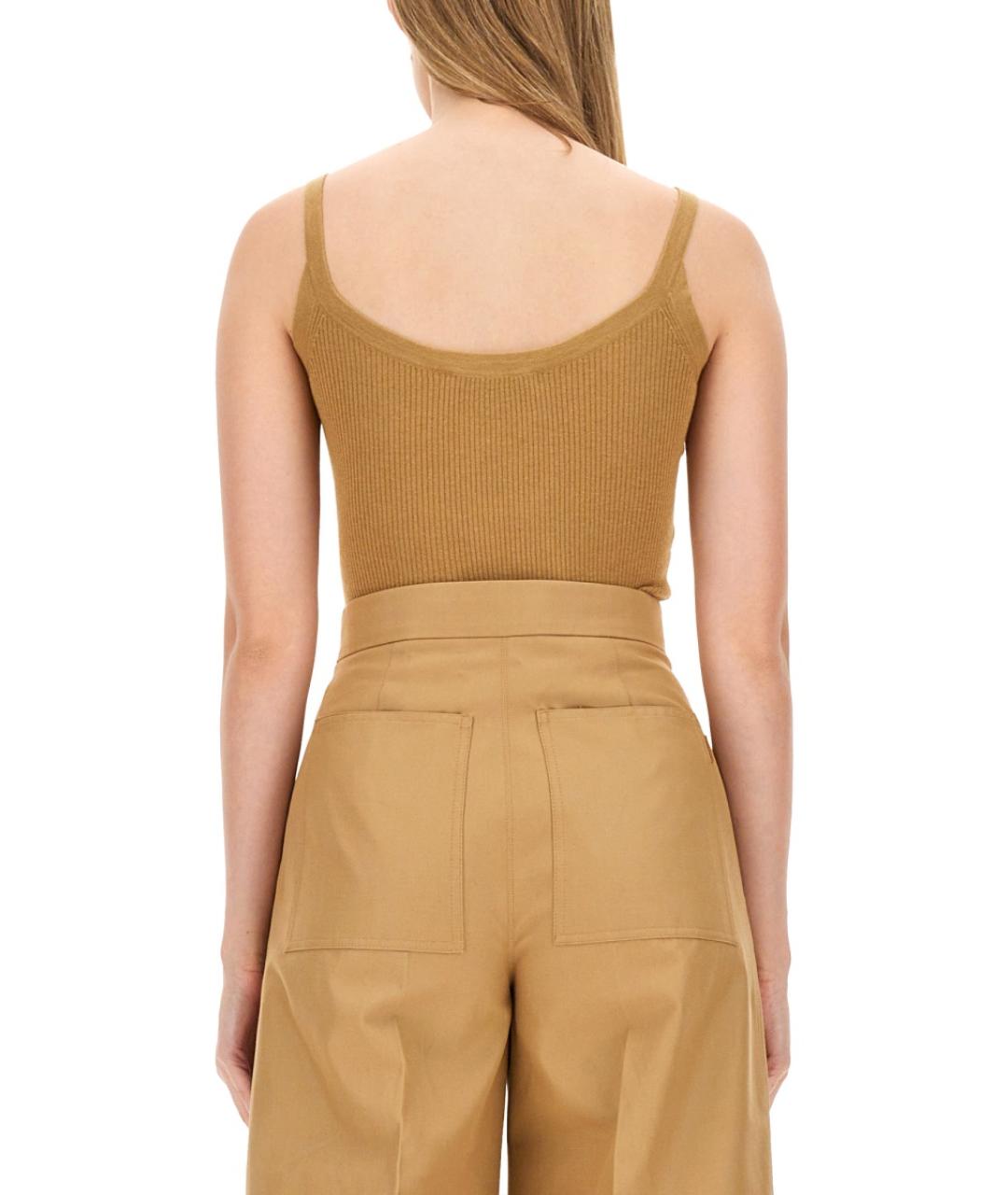 MAX MARA Бежевая шелковая майка, фото 4