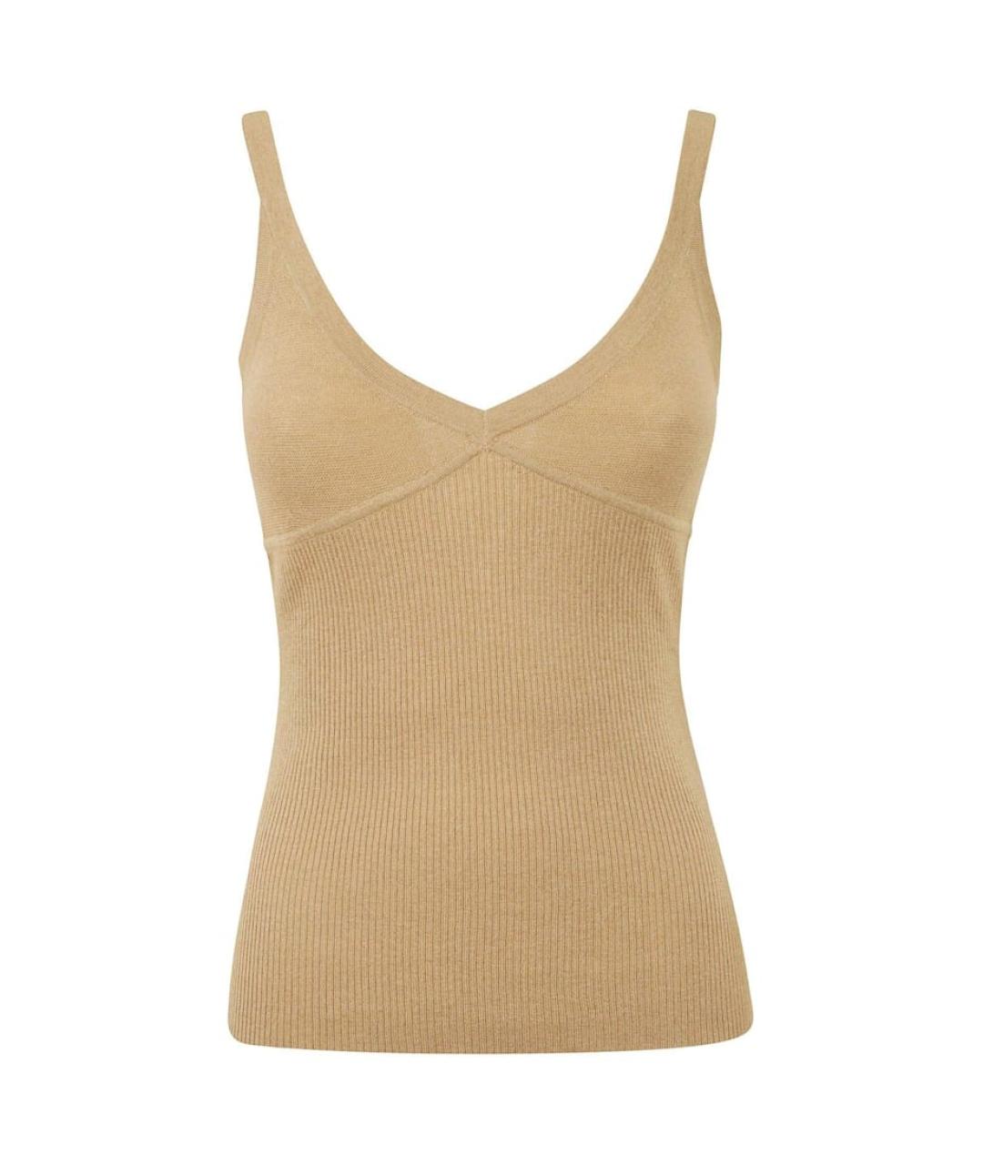 MAX MARA Бежевая шелковая майка, фото 1