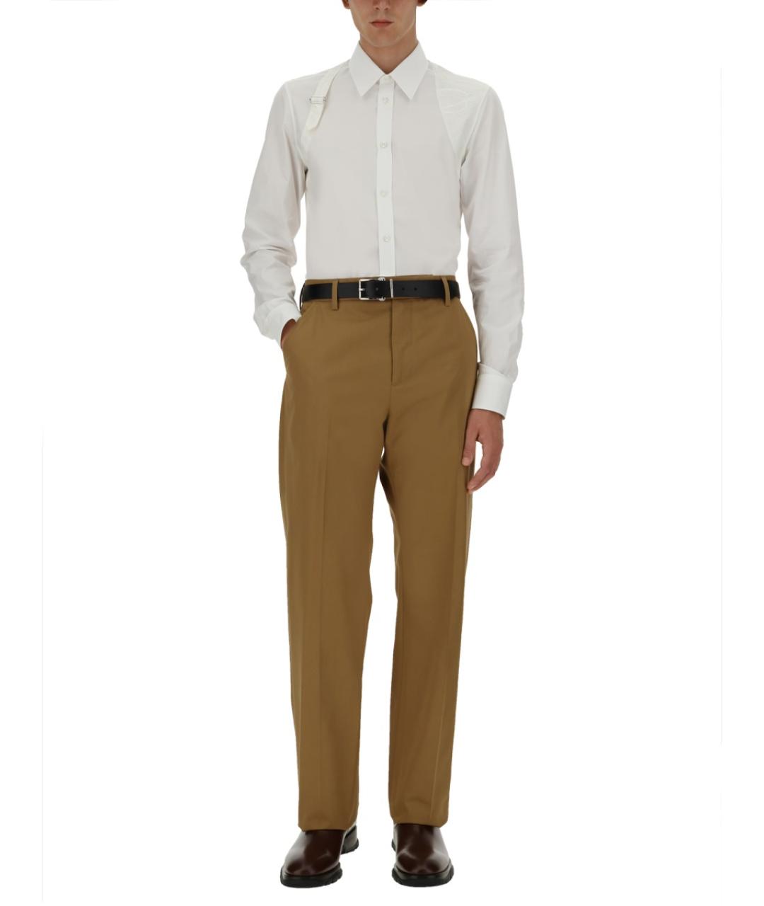 ALEXANDER MCQUEEN Бежевые хлопковые повседневные брюки, фото 3