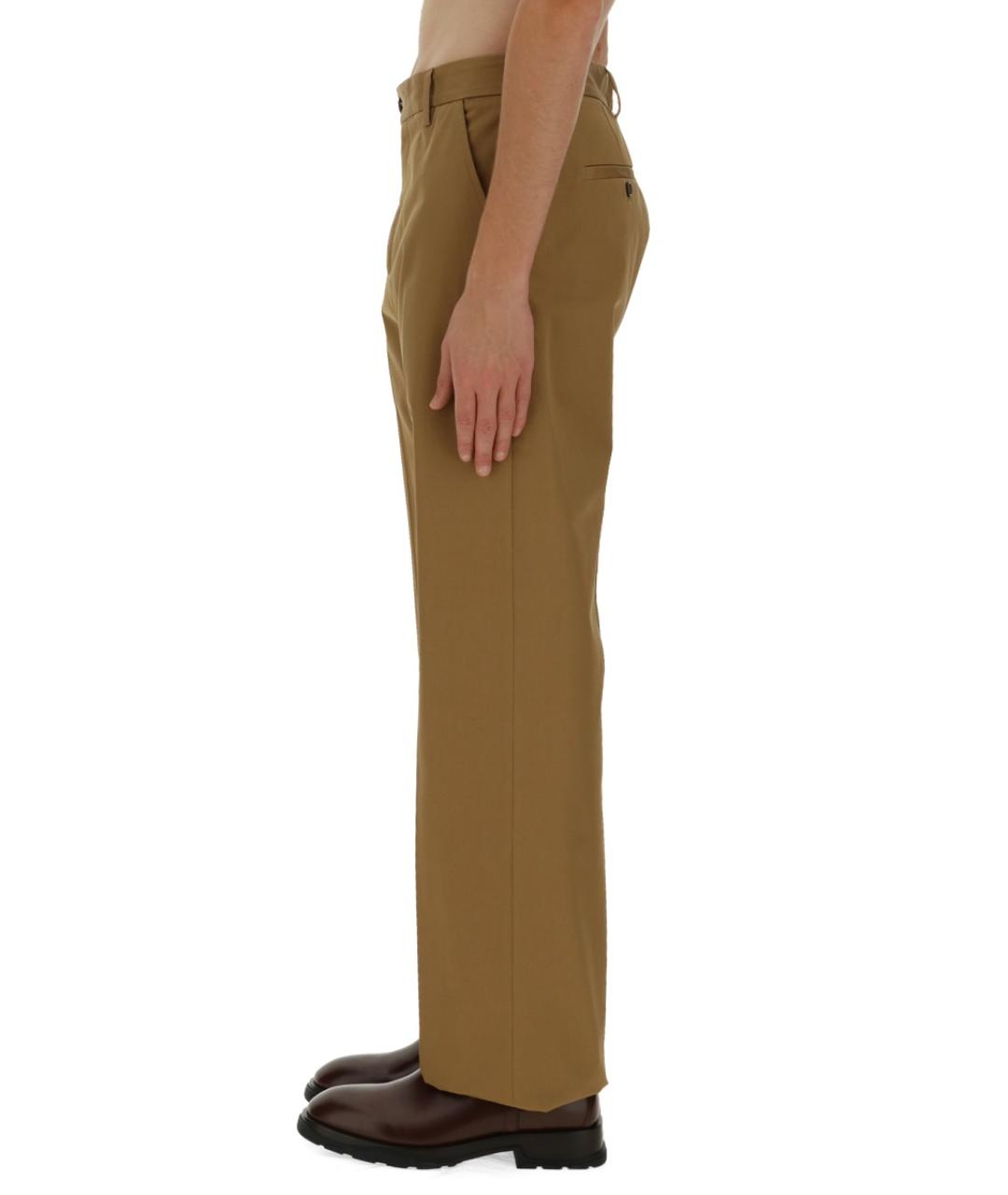 ALEXANDER MCQUEEN Бежевые хлопковые повседневные брюки, фото 4