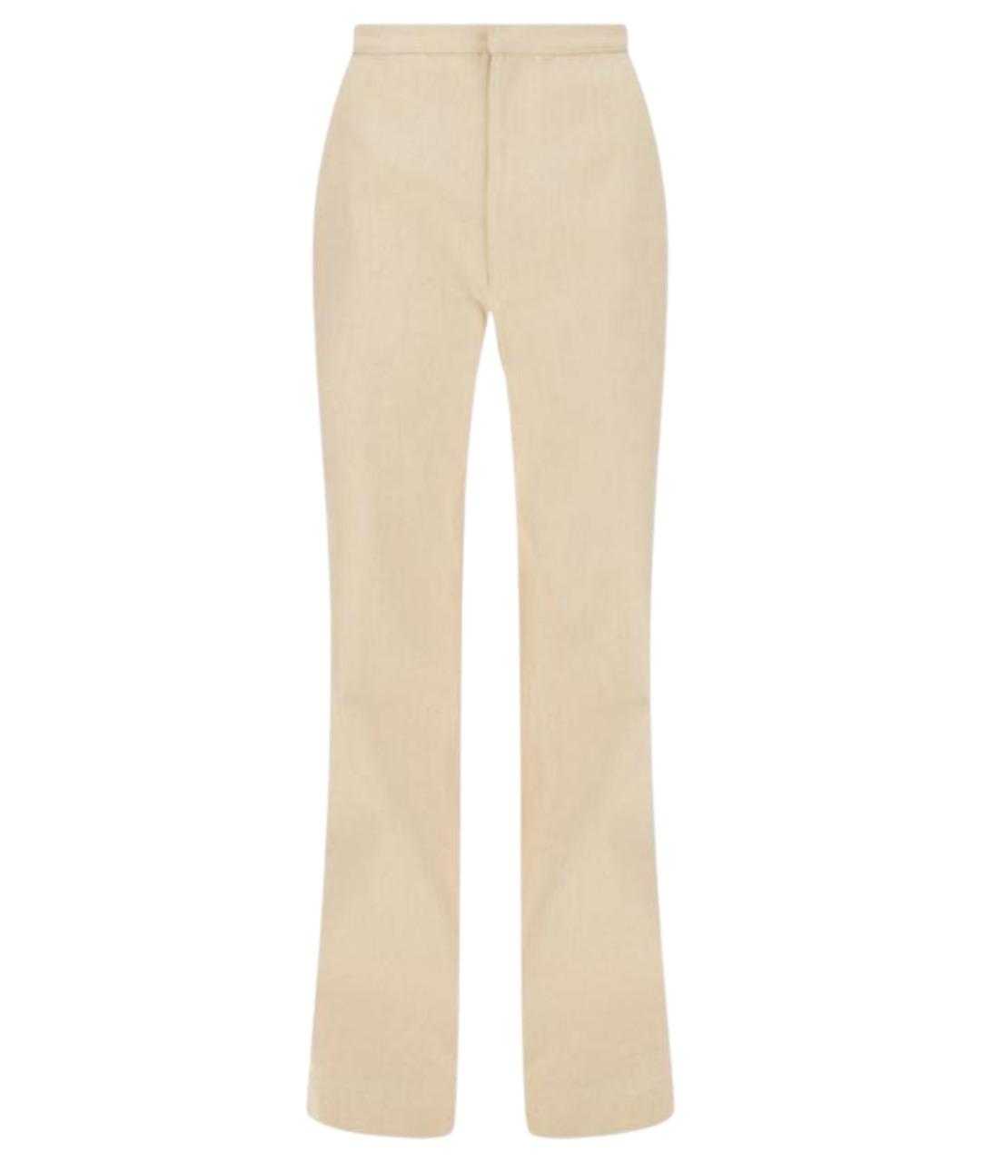 JIL SANDER Белые хлопковые прямые брюки, фото 1