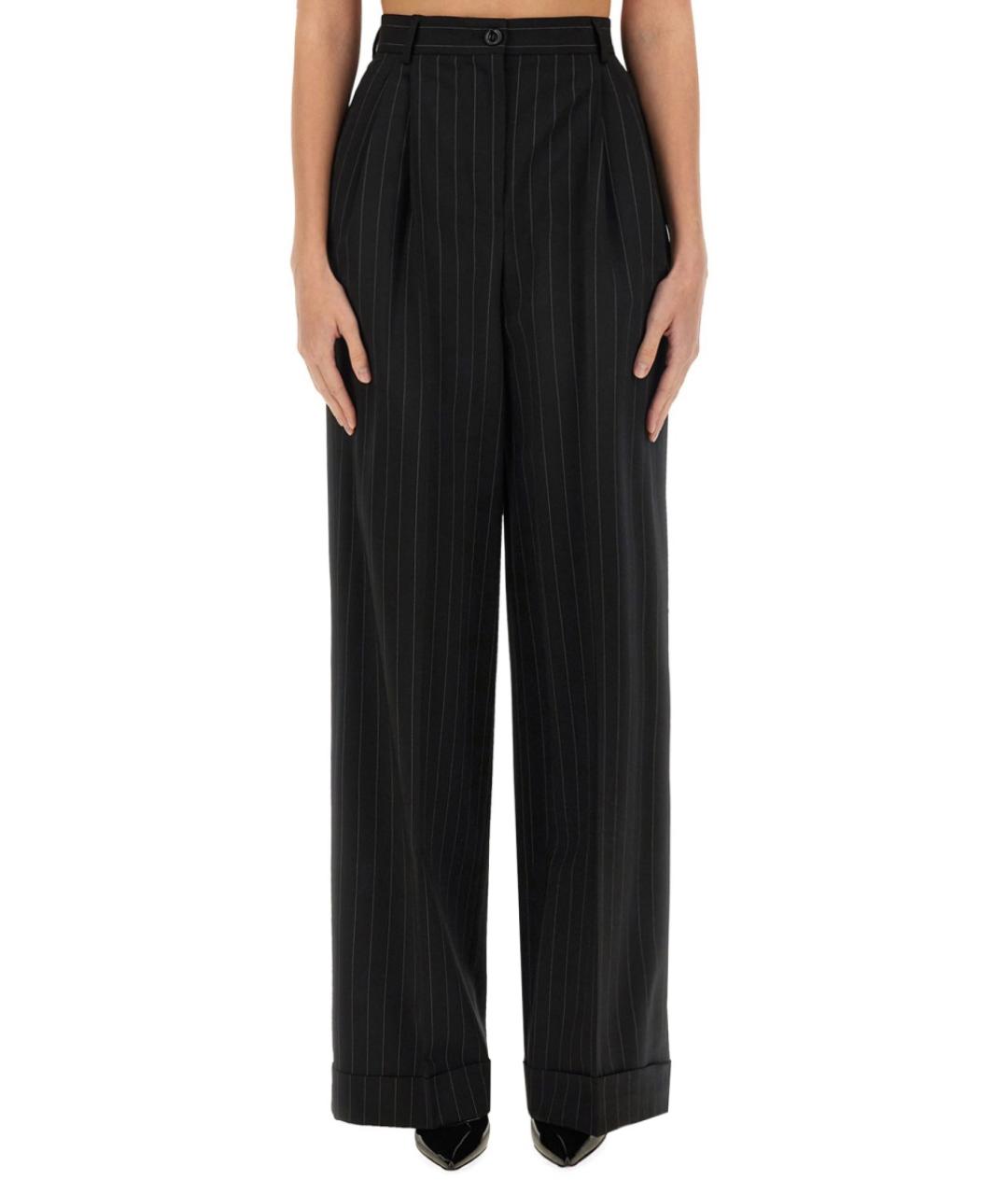 DOLCE&GABBANA Черные шерстяные прямые брюки, фото 2