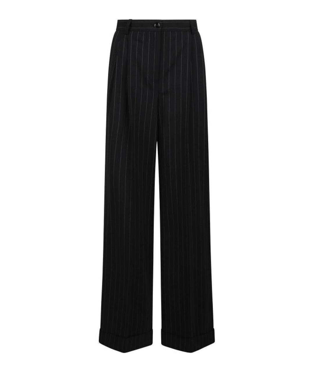DOLCE&GABBANA Черные шерстяные прямые брюки, фото 1