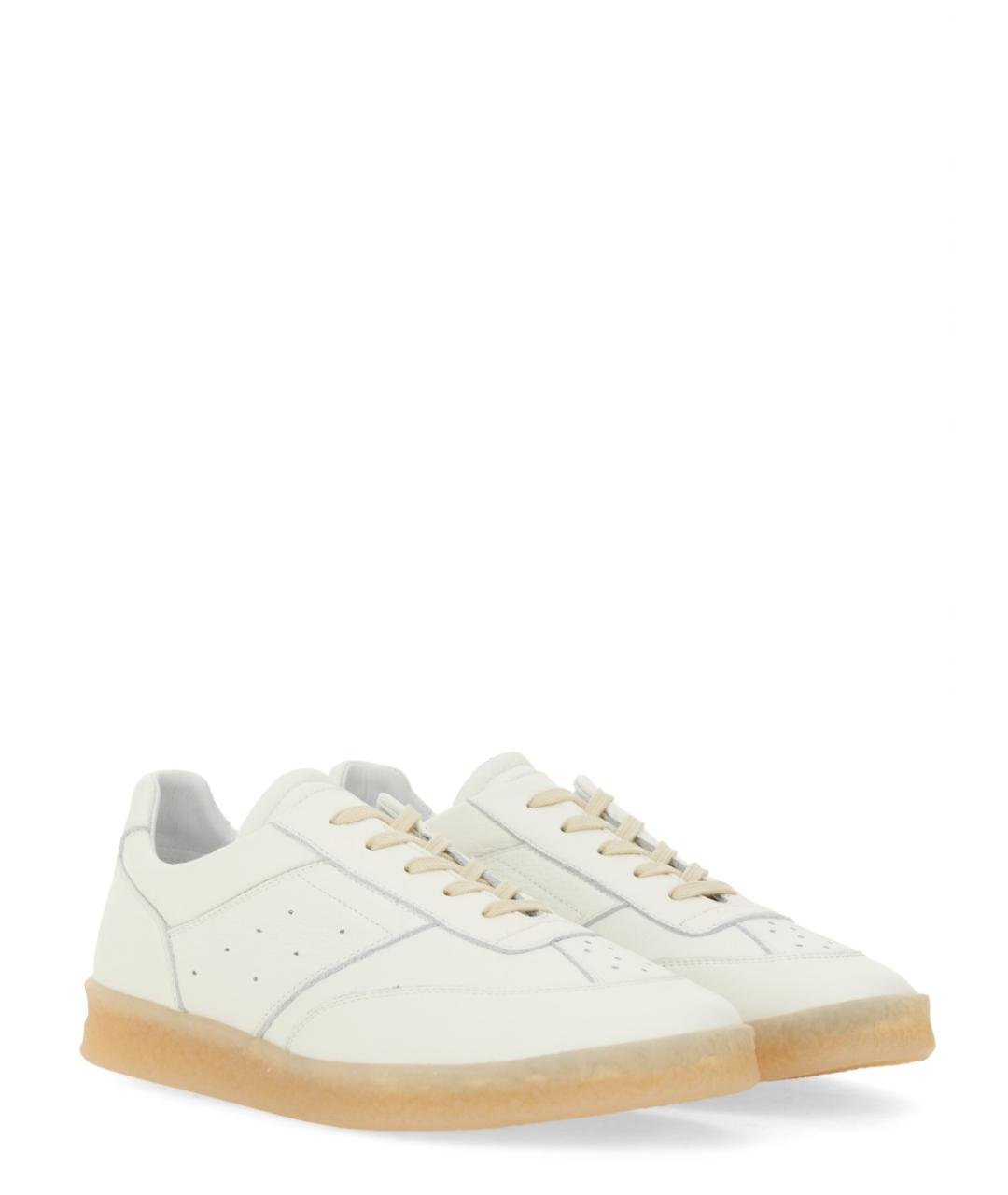 MM6 MAISON MARGIELA Белые кожаные низкие кроссовки / кеды, фото 2