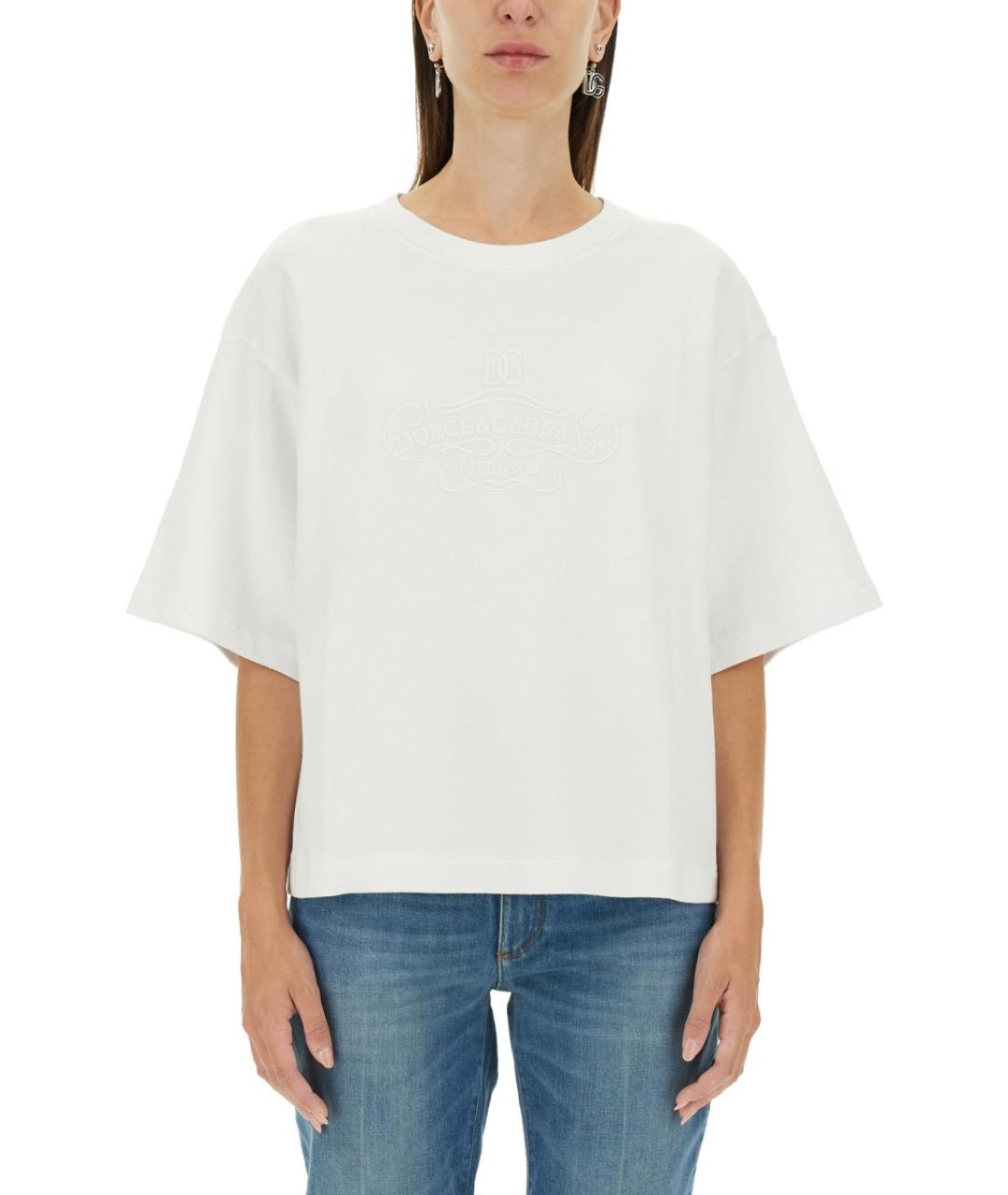 DOLCE&GABBANA Белая хлопковая футболка, фото 5