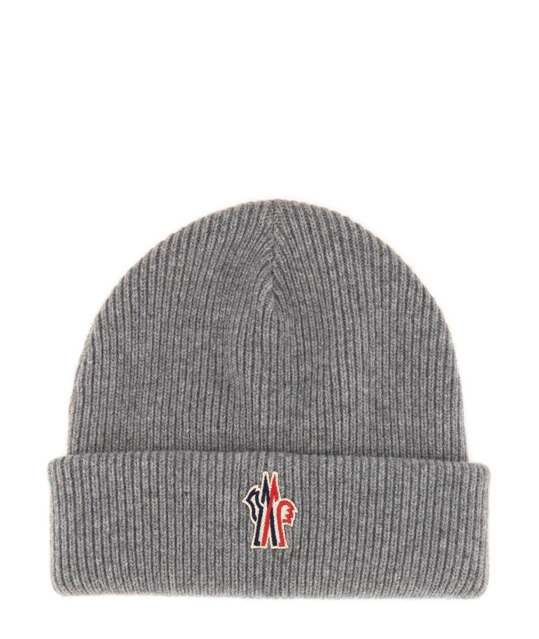 MONCLER GRENOBLE Серая шерстяная шапка, фото 1