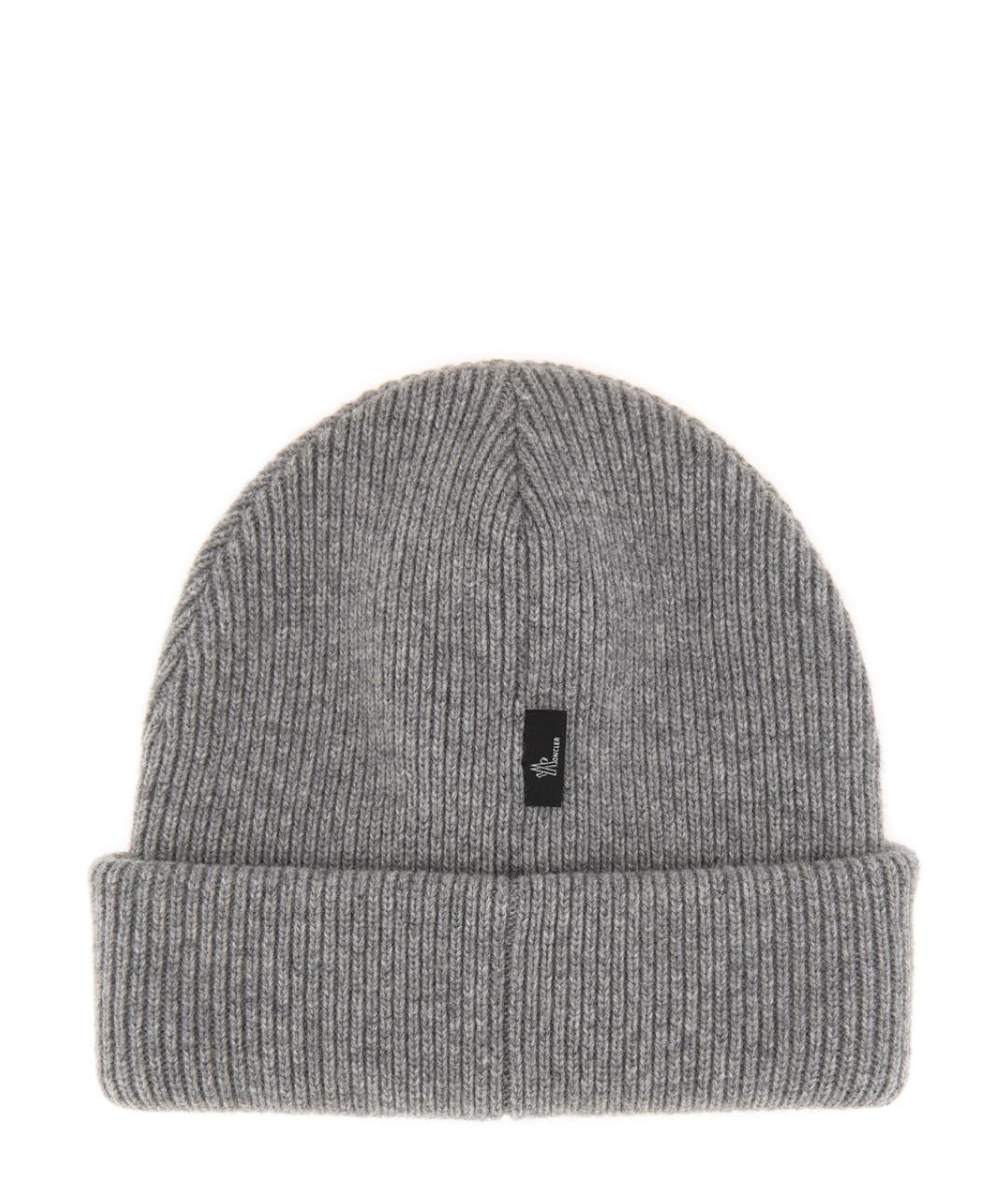 MONCLER GRENOBLE Серая шерстяная шапка, фото 2