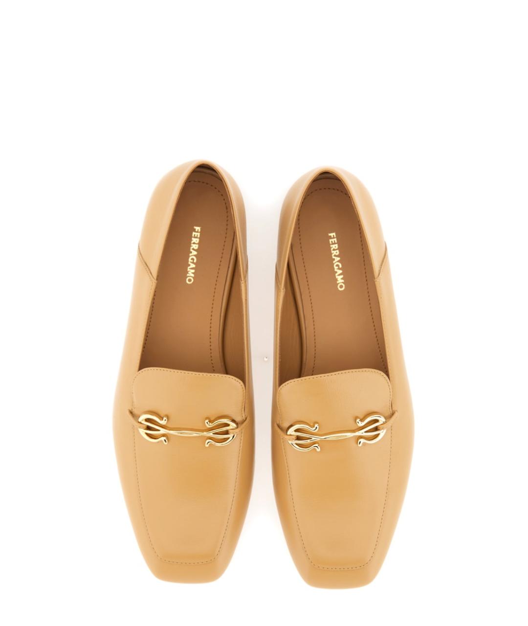 FERRAGAMO Бежевые кожаные лоферы, фото 2