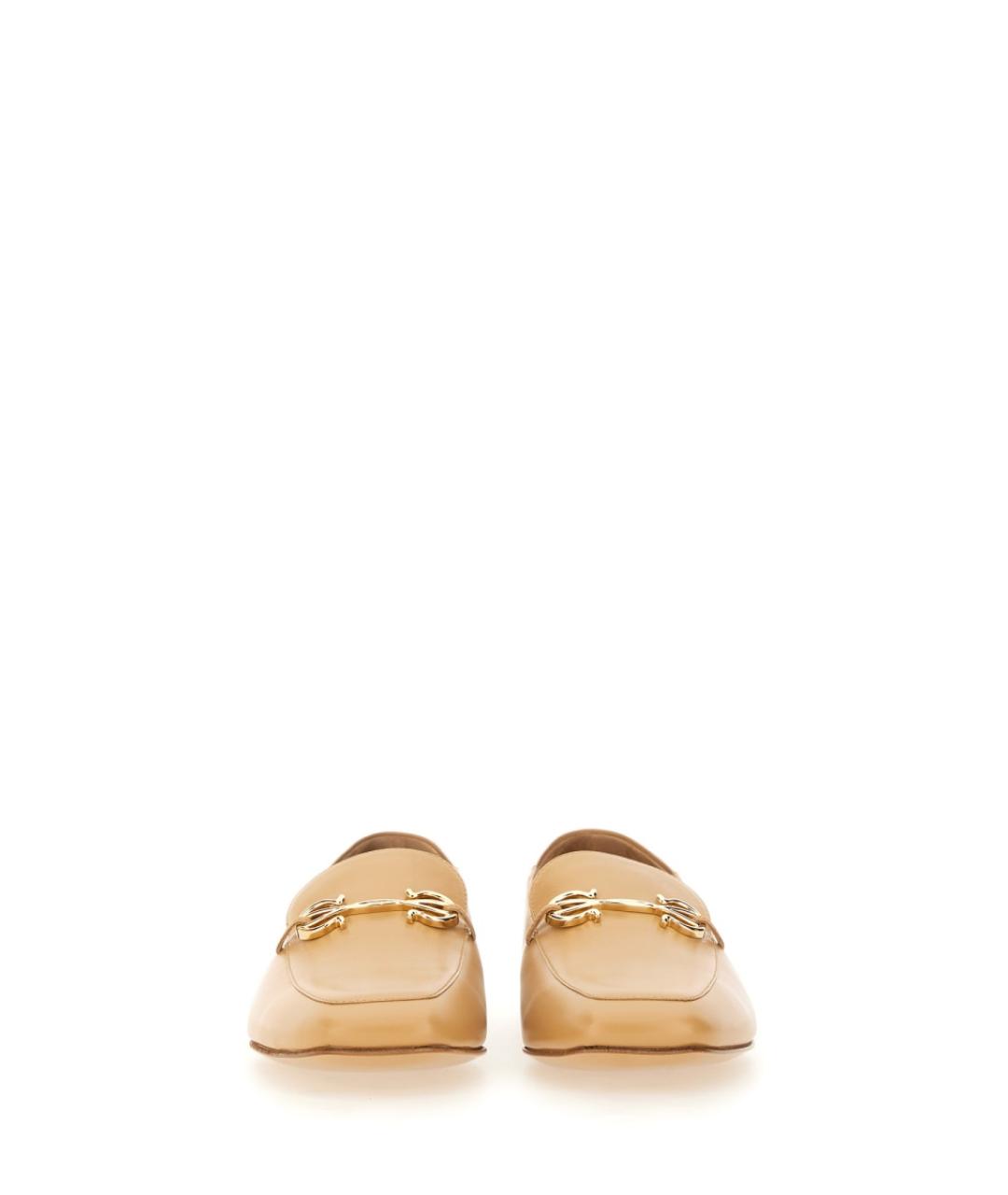 FERRAGAMO Бежевые кожаные лоферы, фото 5