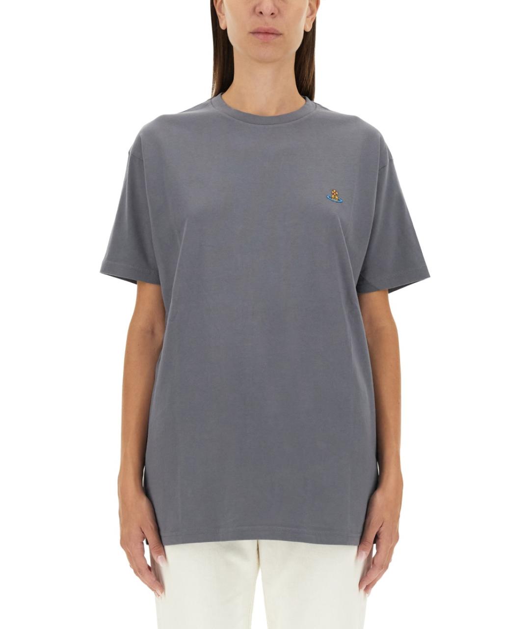 VIVIENNE WESTWOOD Серая хлопковая футболка, фото 2