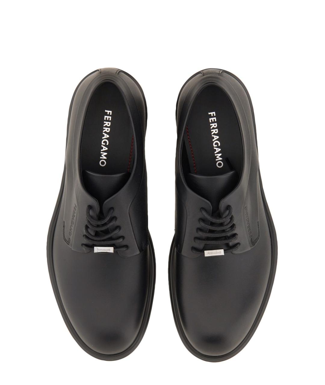 FERRAGAMO Черные кожаные низкие ботинки, фото 6