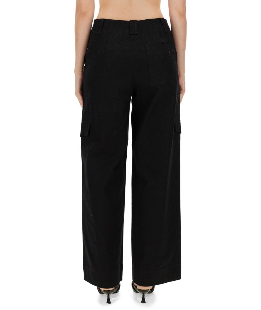GANNI Черные хлопковые прямые брюки, фото 3