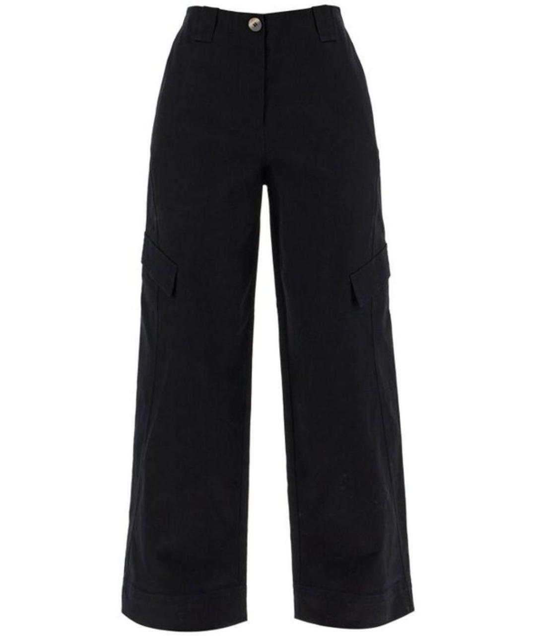 GANNI Черные хлопковые прямые брюки, фото 1