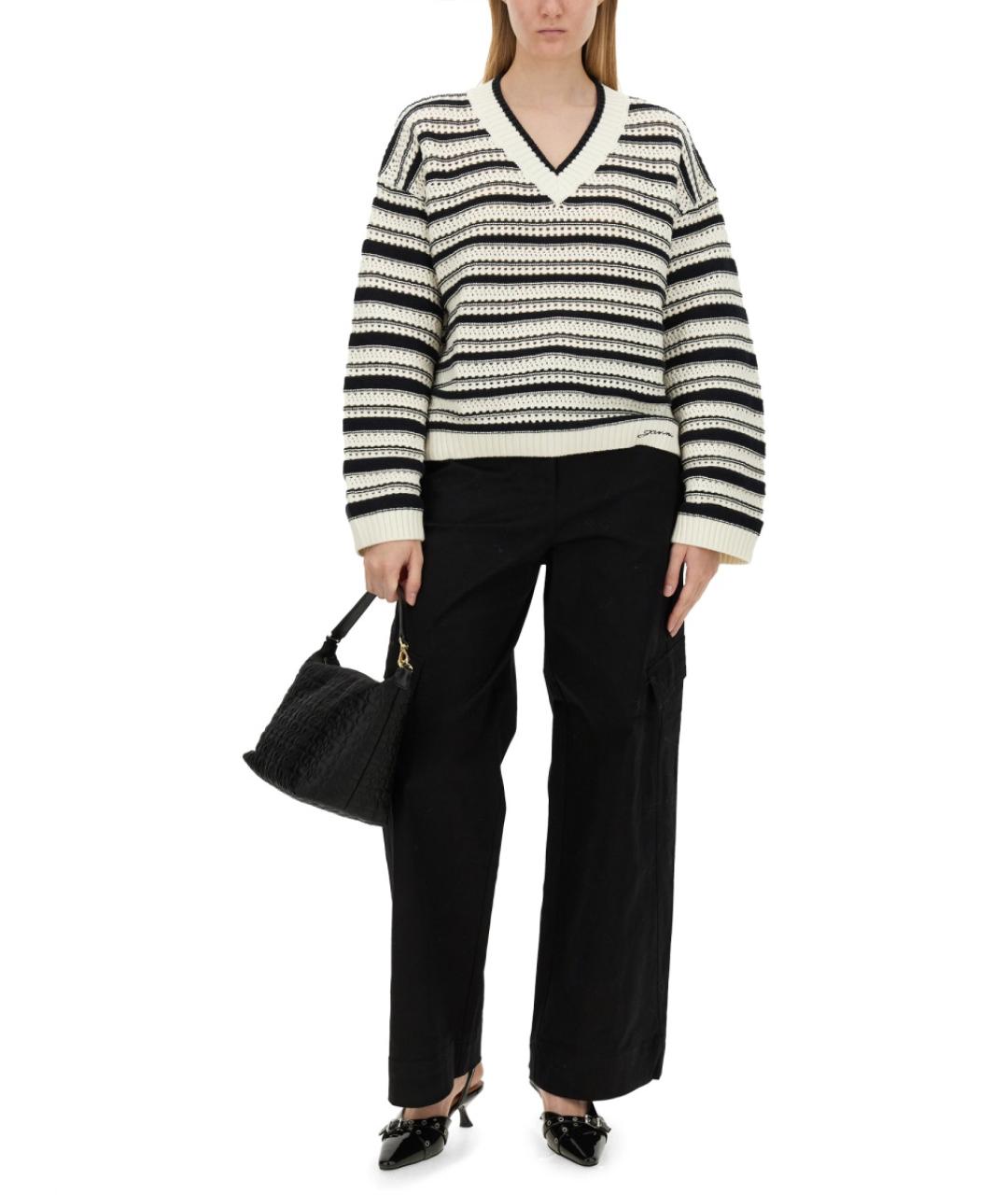 GANNI Черные хлопковые прямые брюки, фото 2