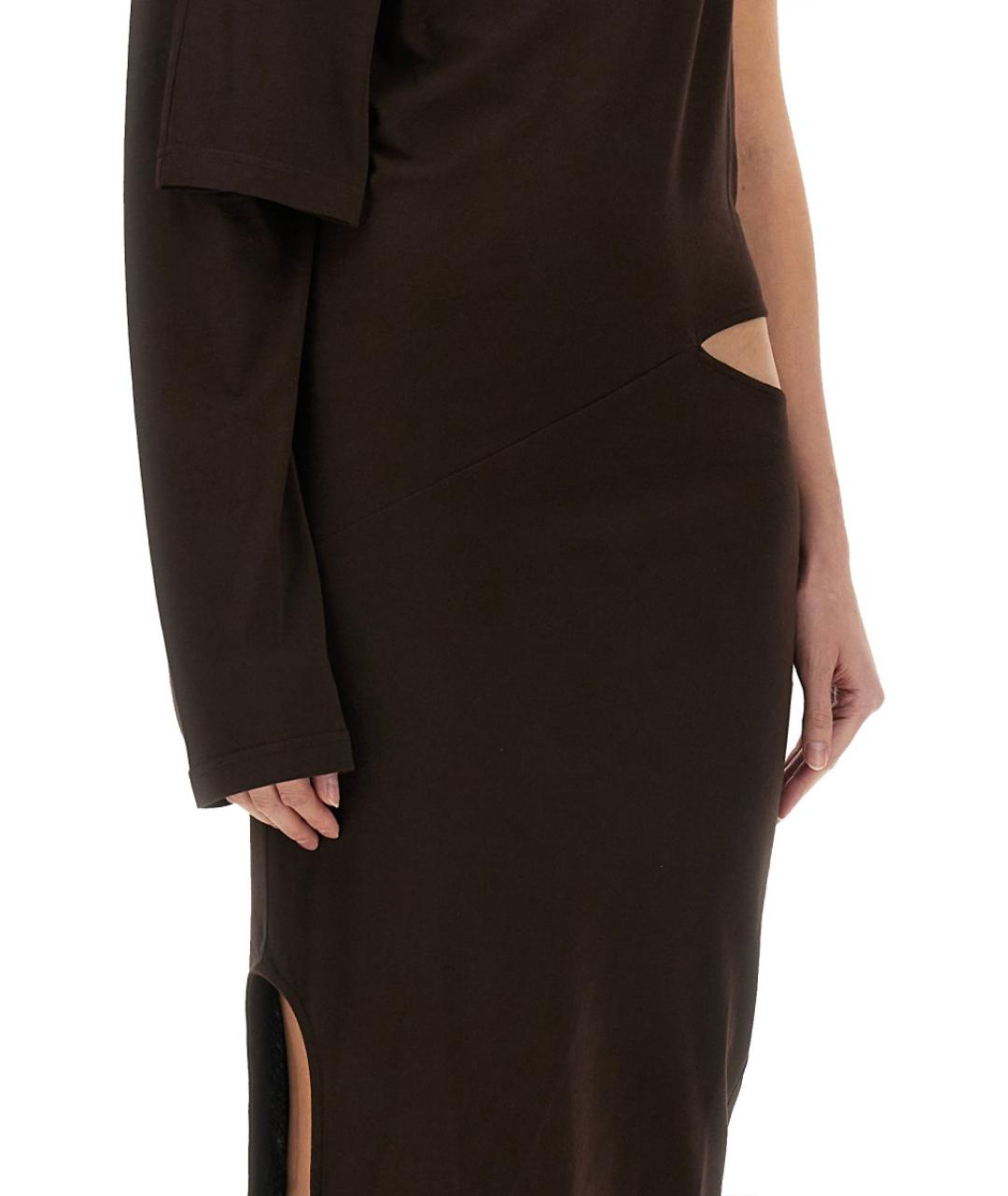 COURREGES Коричневое хлопковое коктейльное платье, фото 4