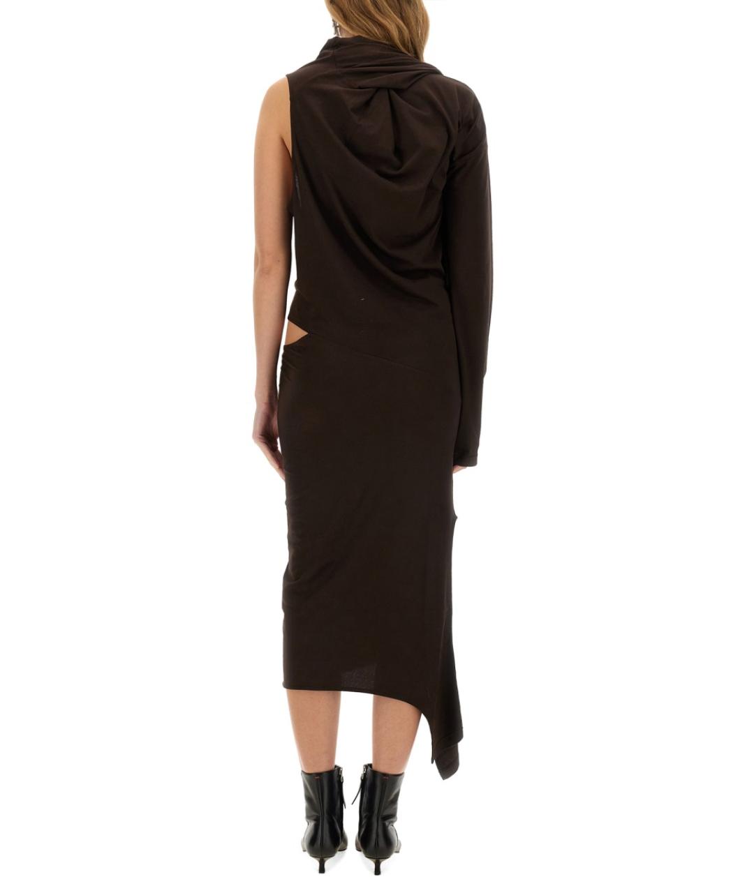 COURREGES Коричневое хлопковое коктейльное платье, фото 3