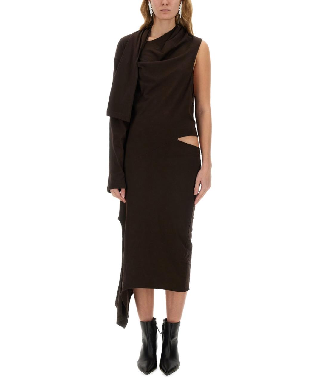 COURREGES Коричневое хлопковое коктейльное платье, фото 5