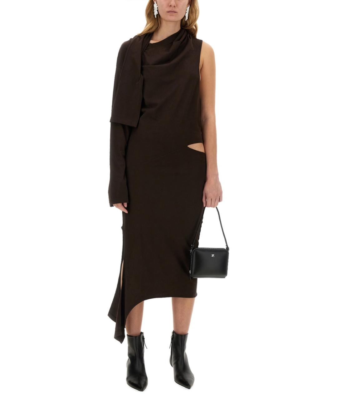 COURREGES Коричневое хлопковое коктейльное платье, фото 2