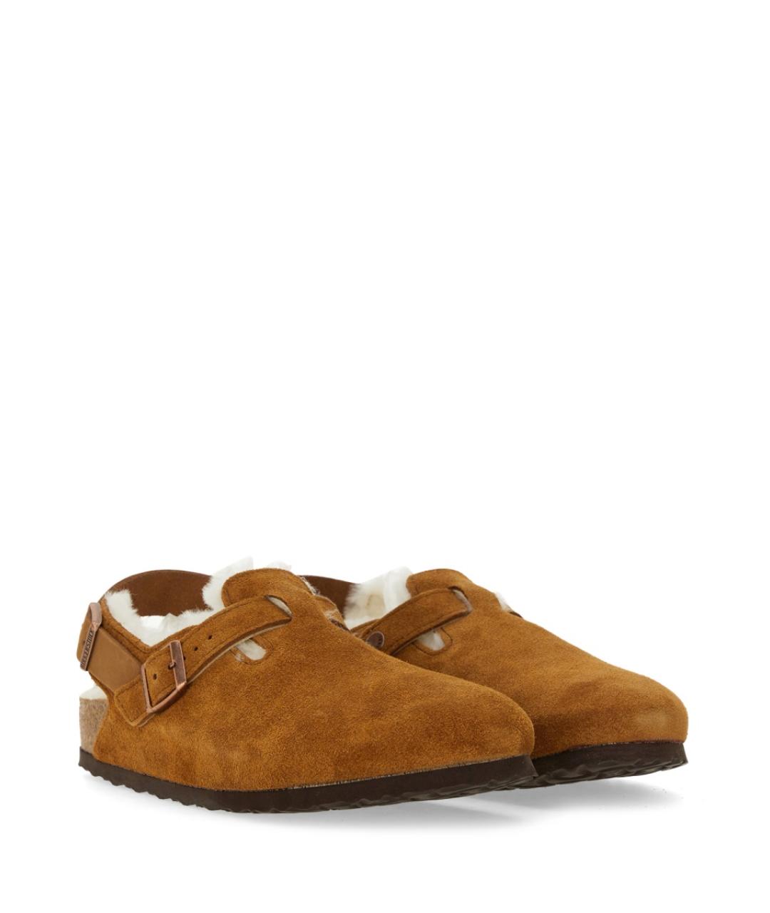 BIRKENSTOCK Коричневые замшевые шлепанцы, фото 2
