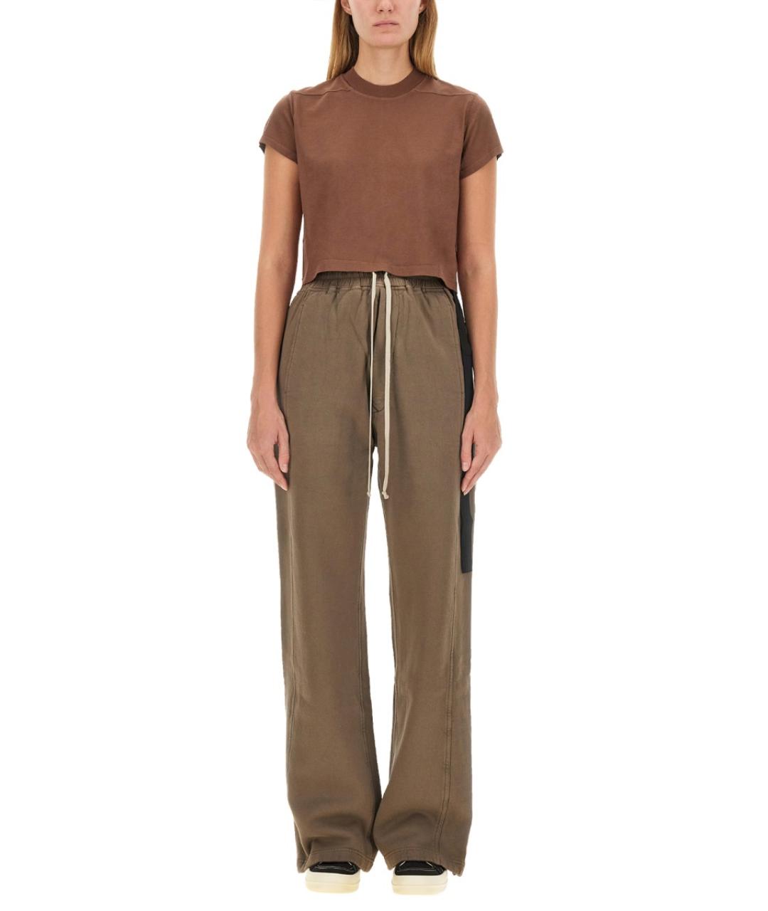 RICK OWENS DRKSHDW Коричневая хлопковая футболка, фото 5