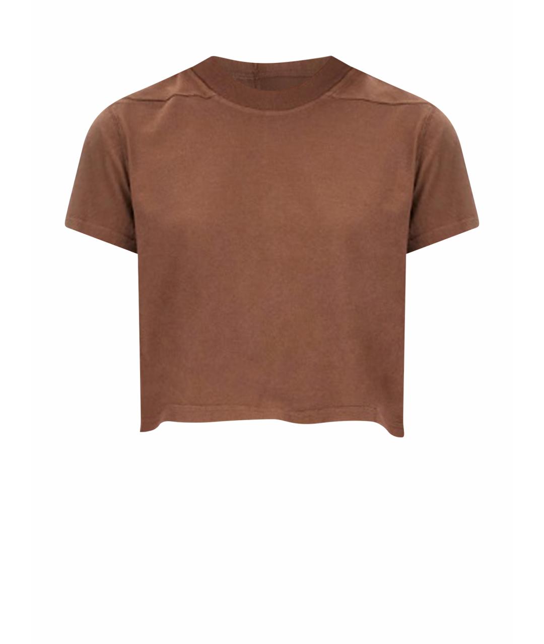 RICK OWENS DRKSHDW Коричневая хлопковая футболка, фото 1