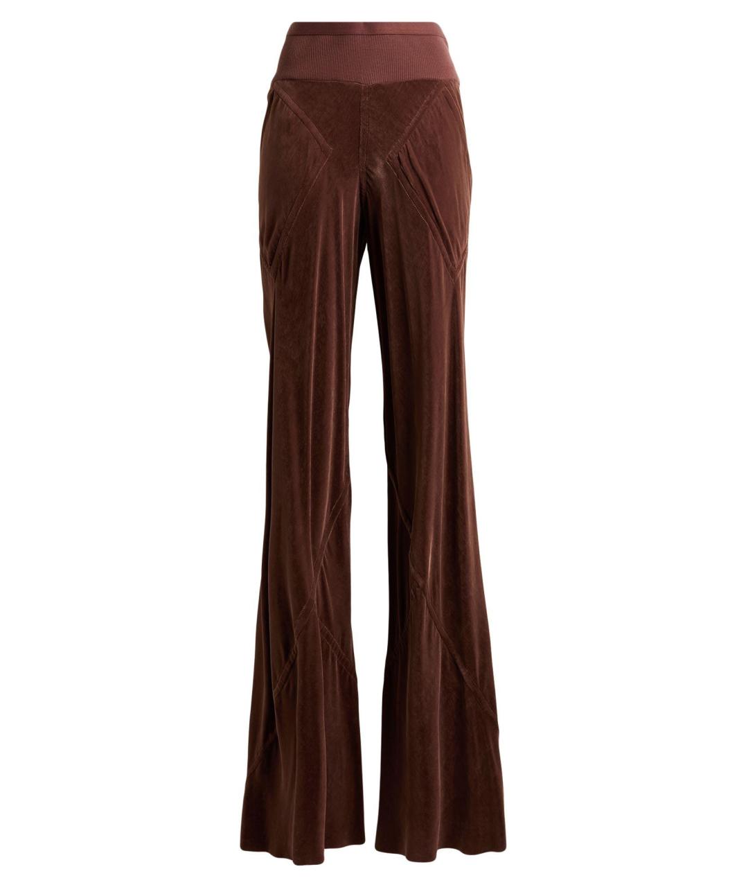 RICK OWENS Коричневые вискозные прямые брюки, фото 1