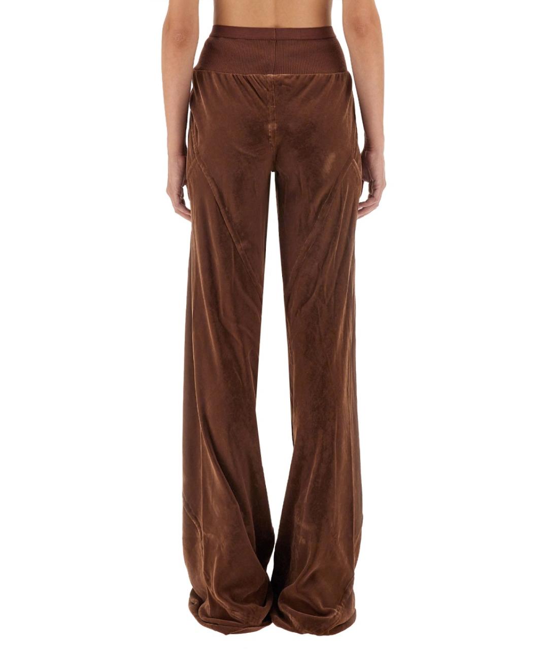 RICK OWENS Коричневые вискозные прямые брюки, фото 4