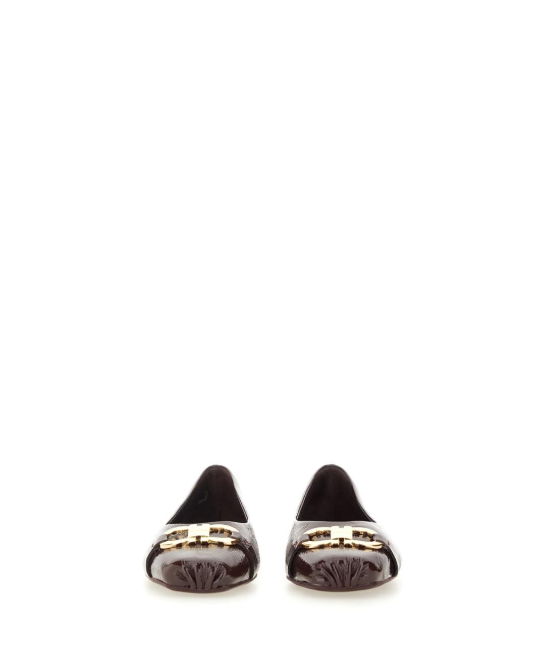 FERRAGAMO Бордовые кожаные балетки, фото 4