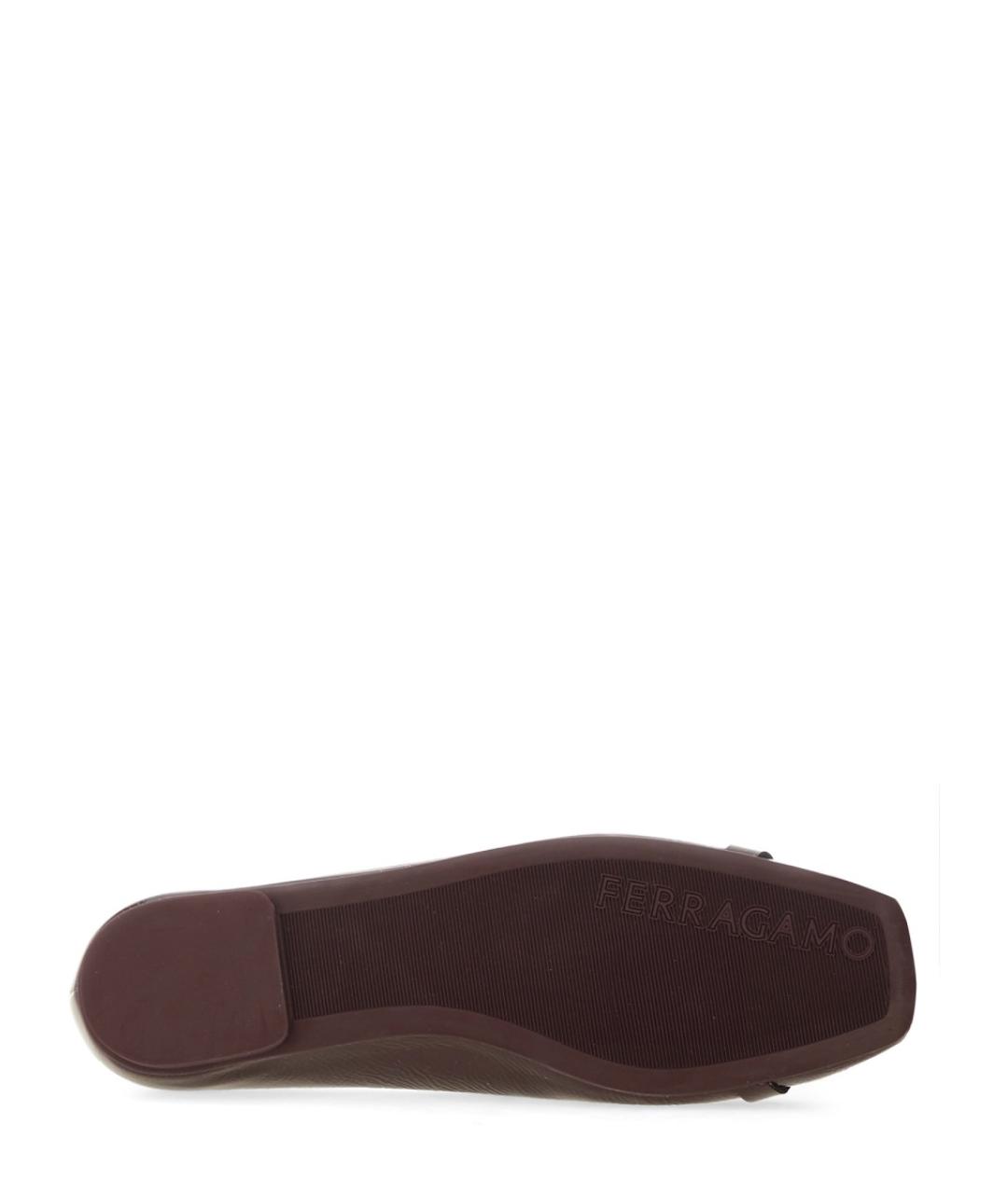FERRAGAMO Бордовые кожаные балетки, фото 5