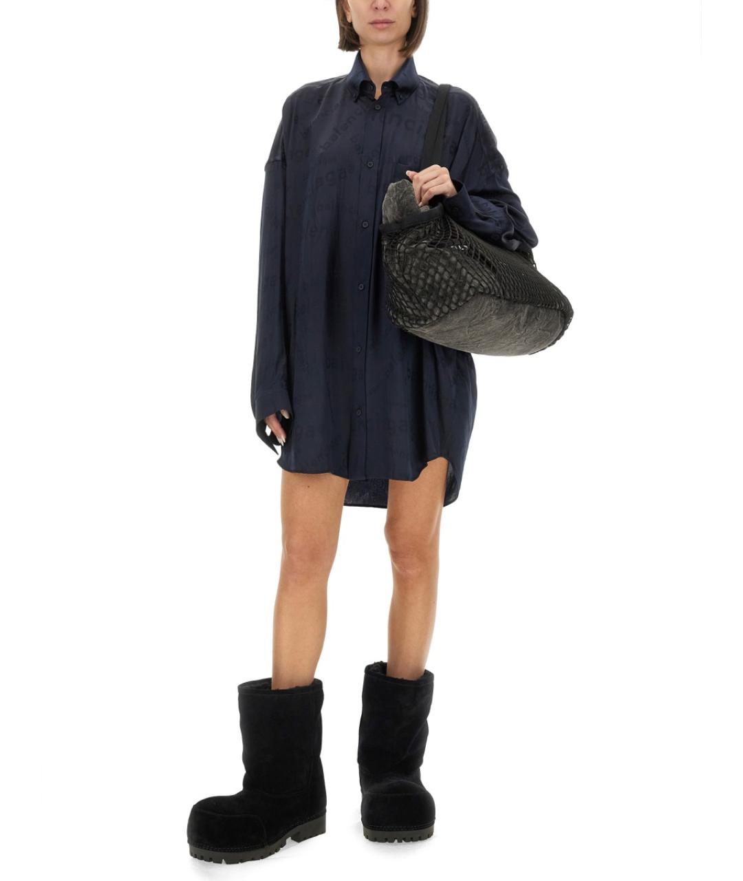 BALENCIAGA Черная шелковая рубашка, фото 2