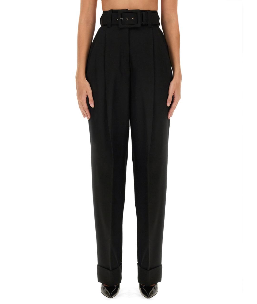 MAX MARA Черные шерстяные прямые брюки, фото 5