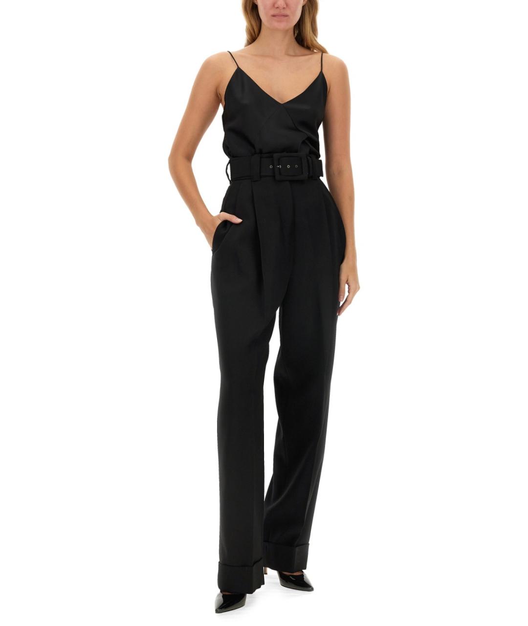 MAX MARA Черные шерстяные прямые брюки, фото 2