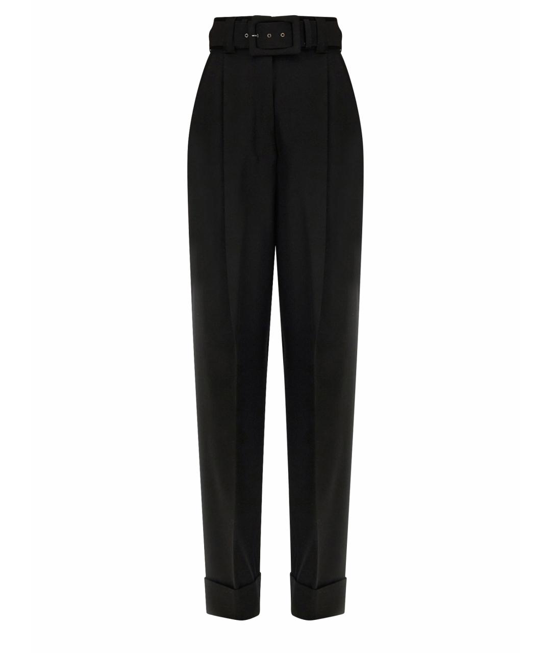 MAX MARA Черные шерстяные прямые брюки, фото 1