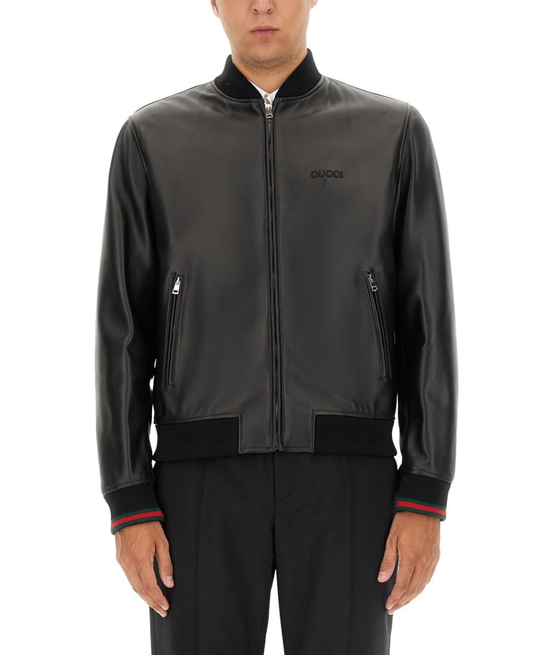 GUCCI Черная кожаная куртка, фото 2