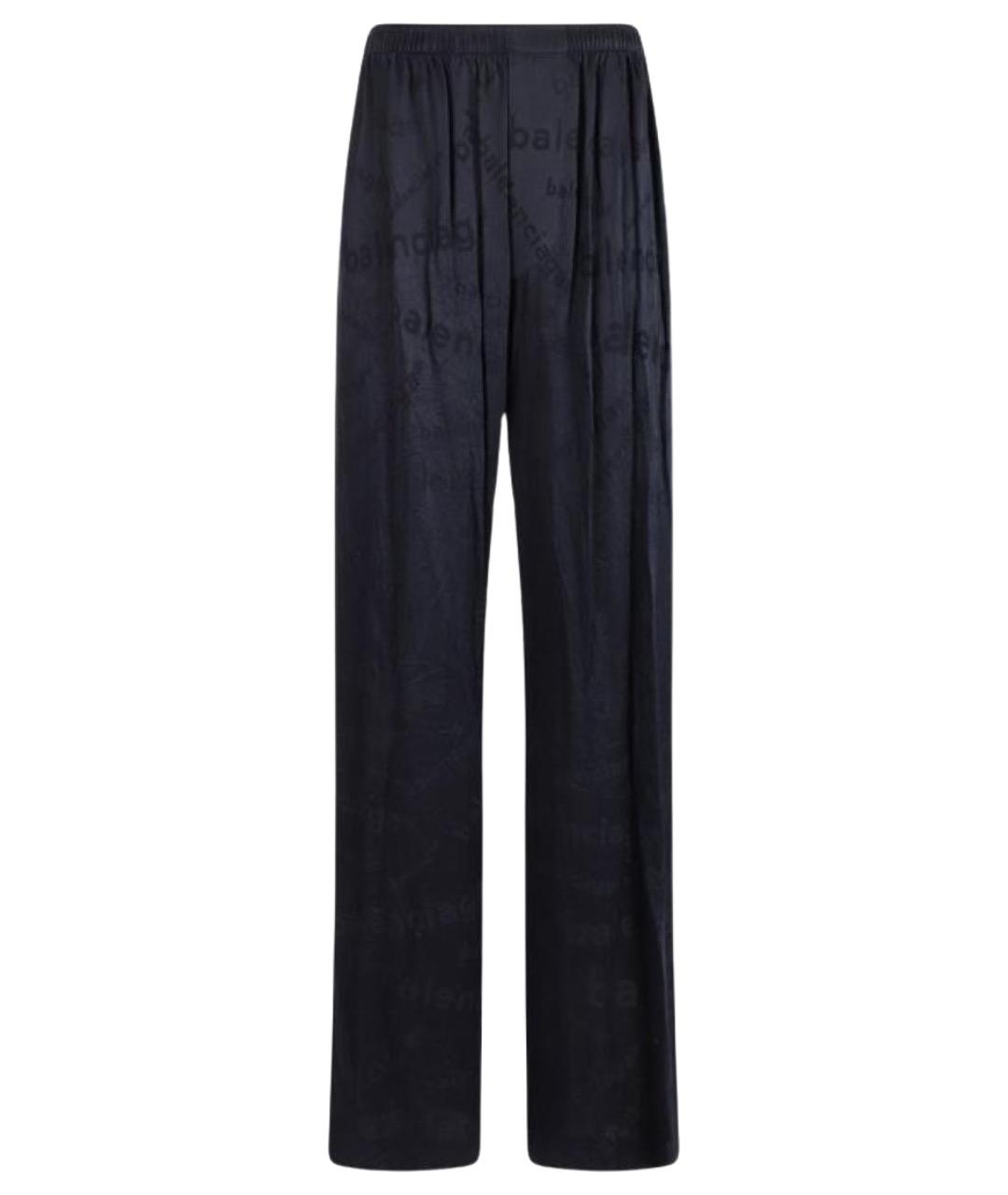 BALENCIAGA Синие шелковые прямые брюки, фото 1