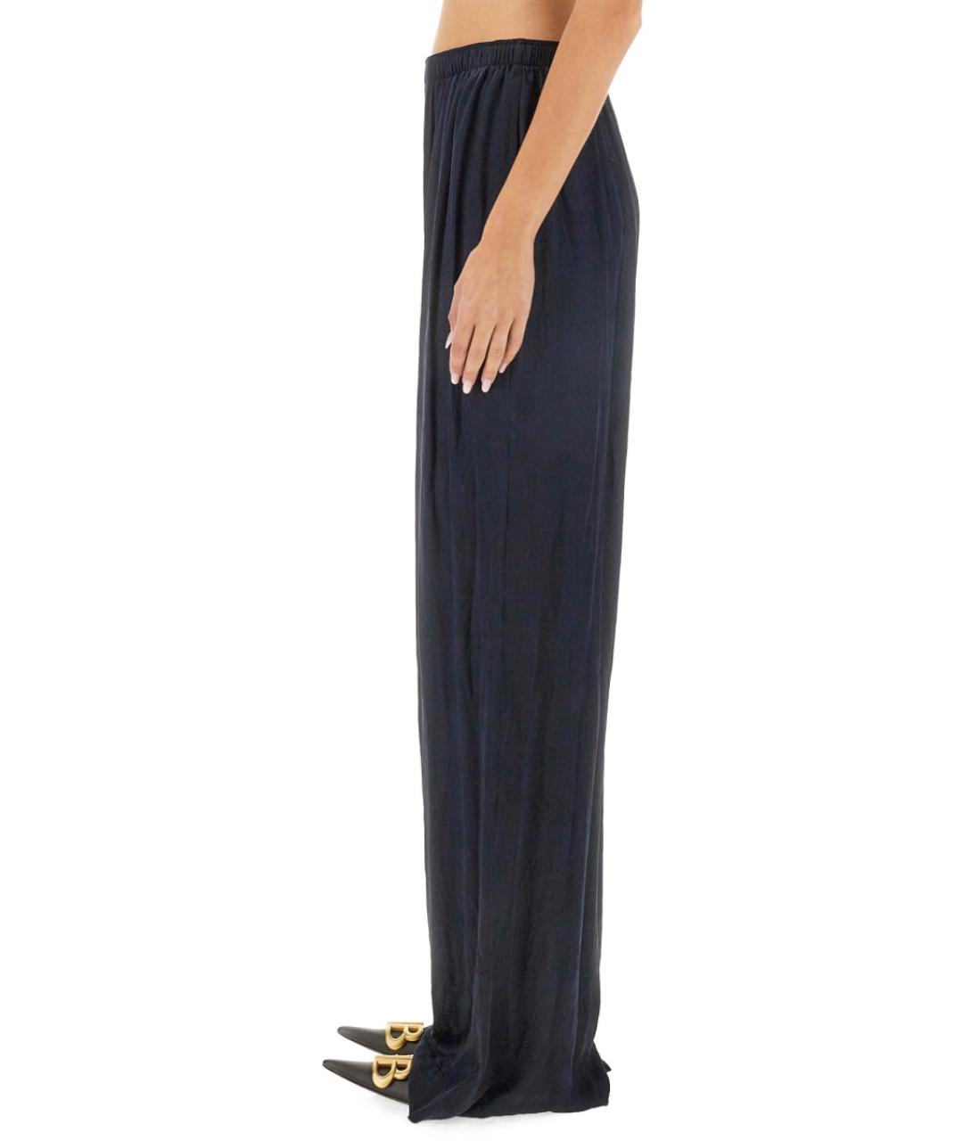 BALENCIAGA Синие шелковые прямые брюки, фото 4