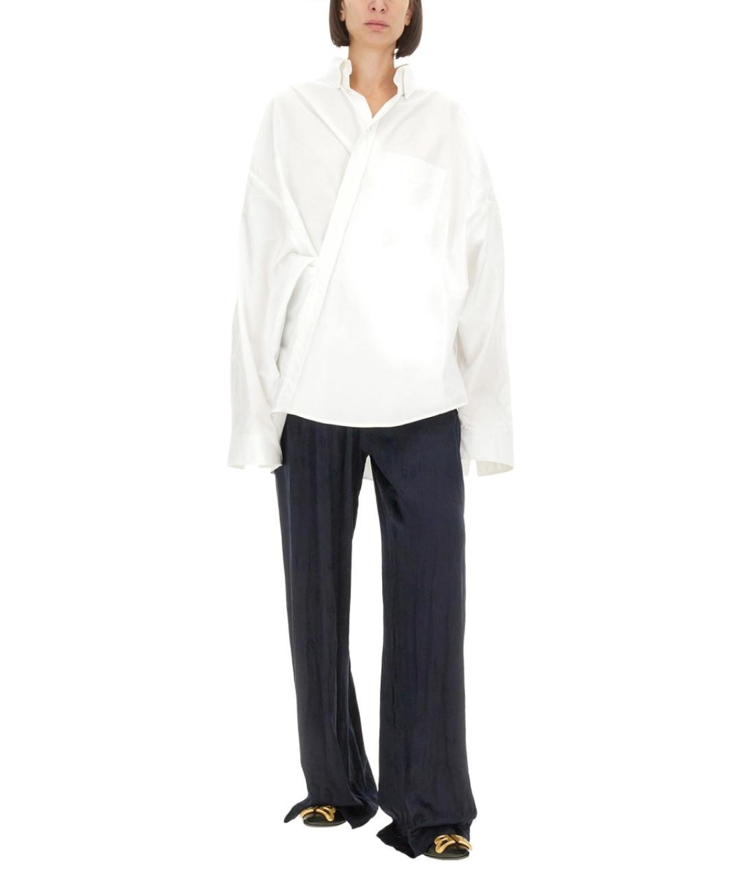 BALENCIAGA Синие шелковые прямые брюки, фото 2