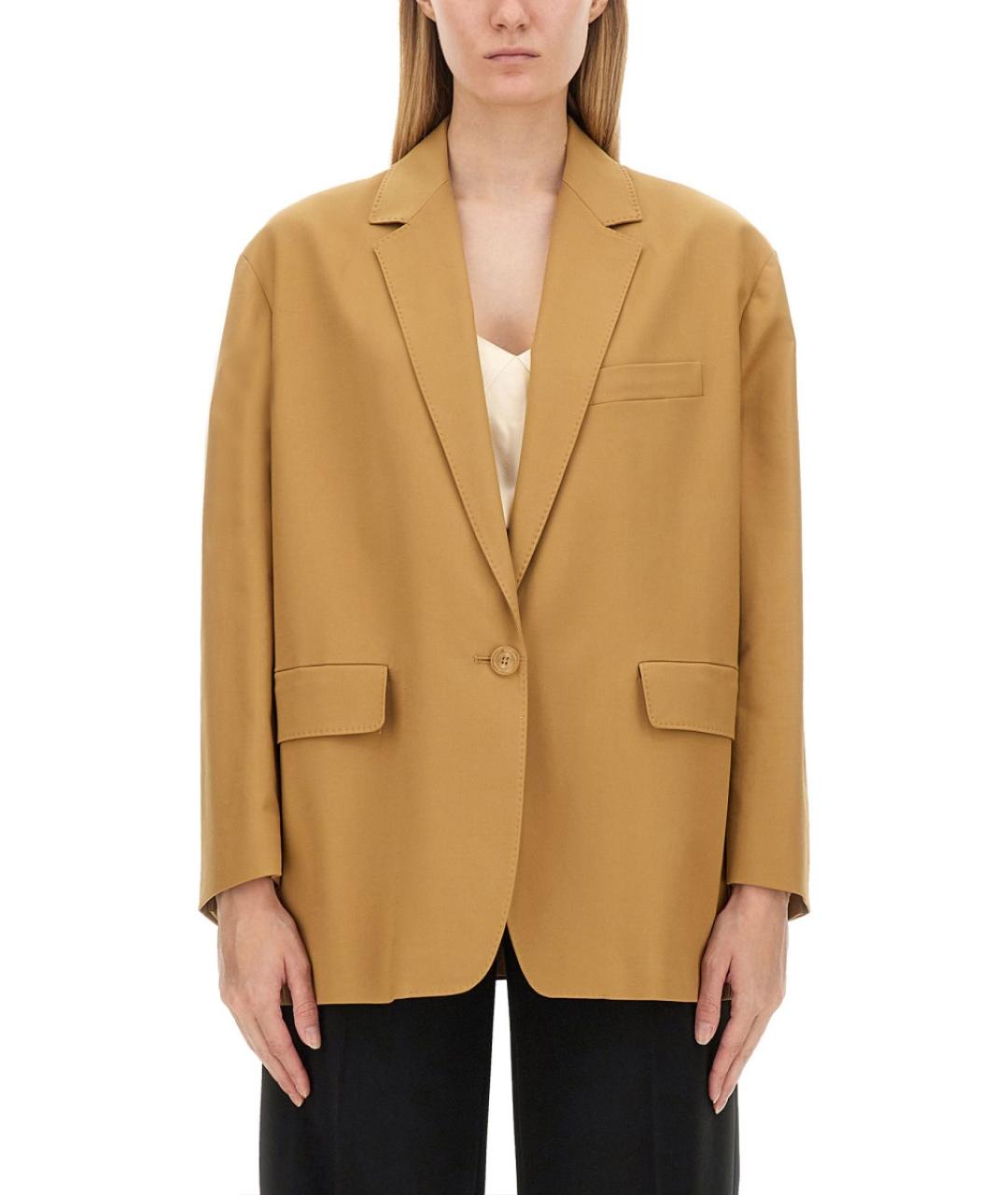 MAX MARA Бежевый хлопковый жакет/пиджак, фото 2